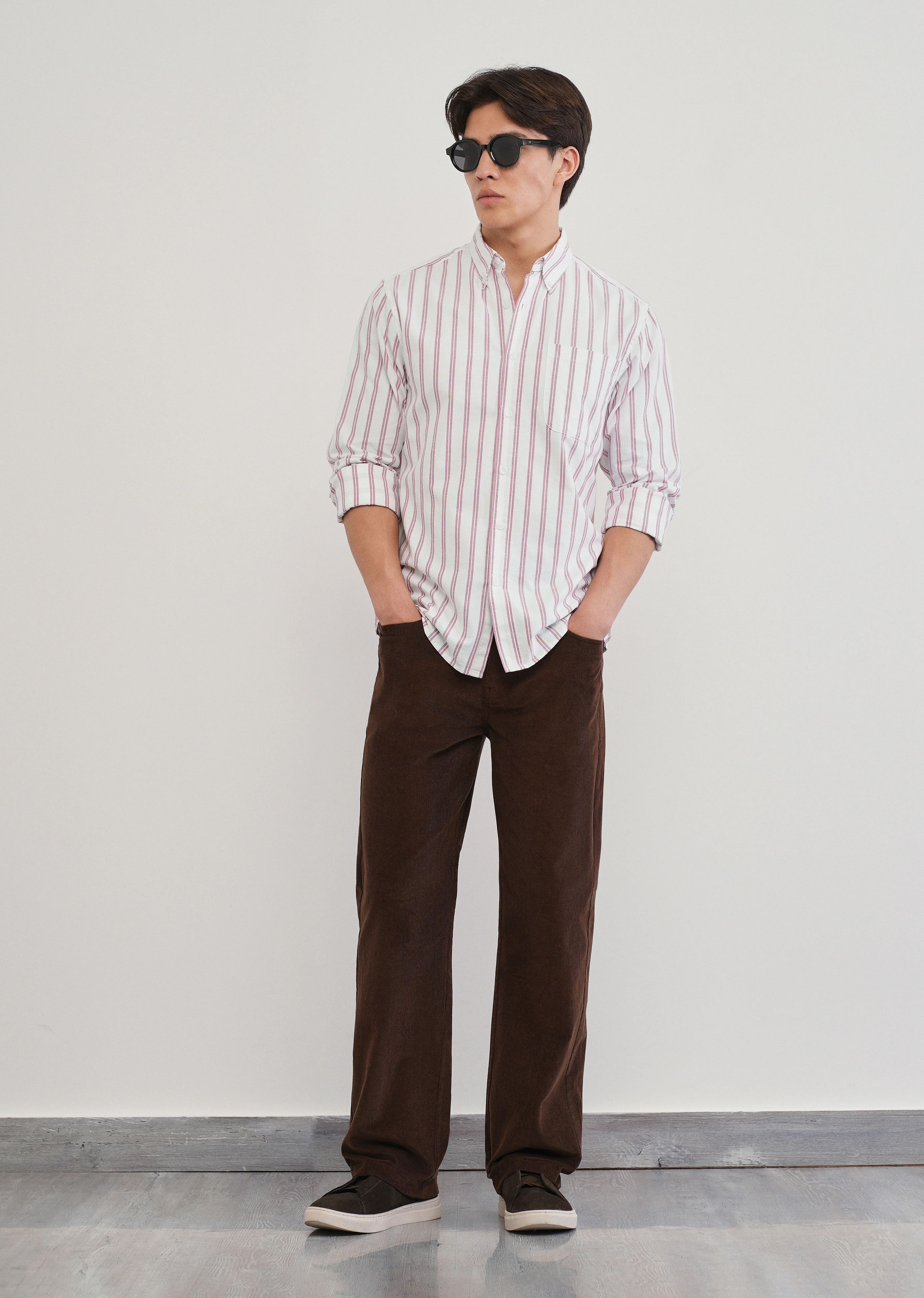 Red Double Stripe Cotton Shirt - Image 6