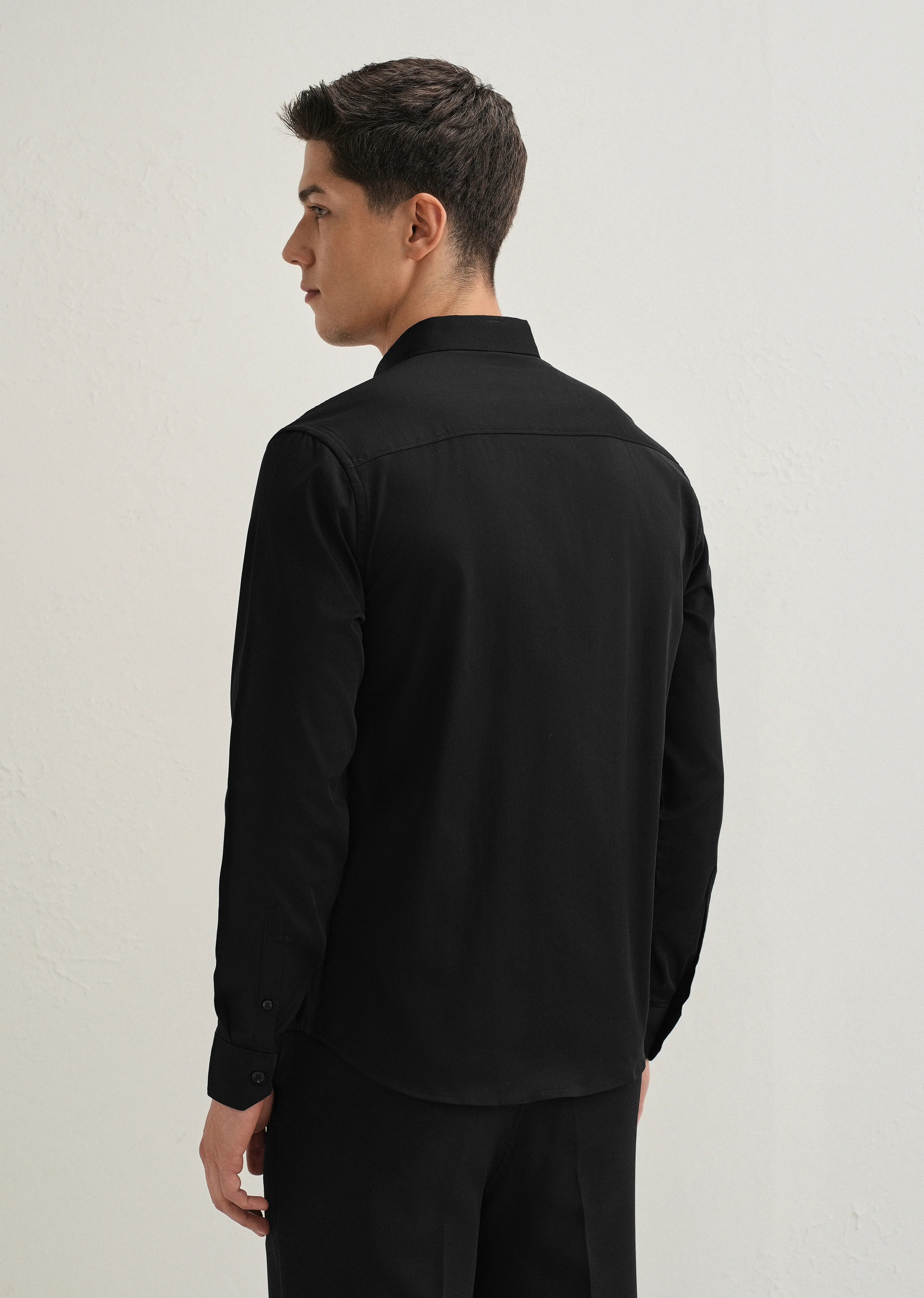 Red Floral Embroidery Black Designer Shirt - Image 4