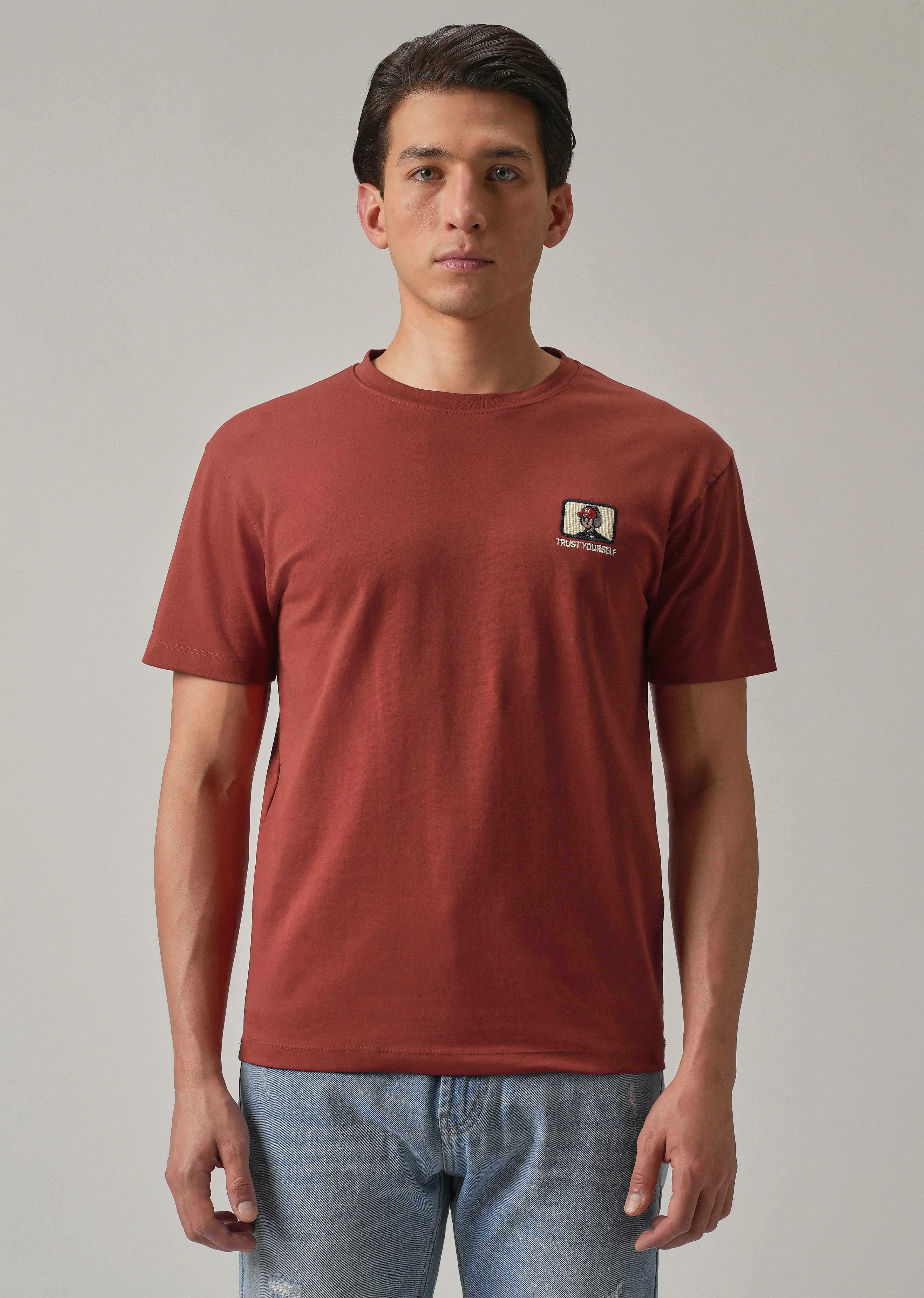 Red Printed Slim Fit T-Shirt - Image 3