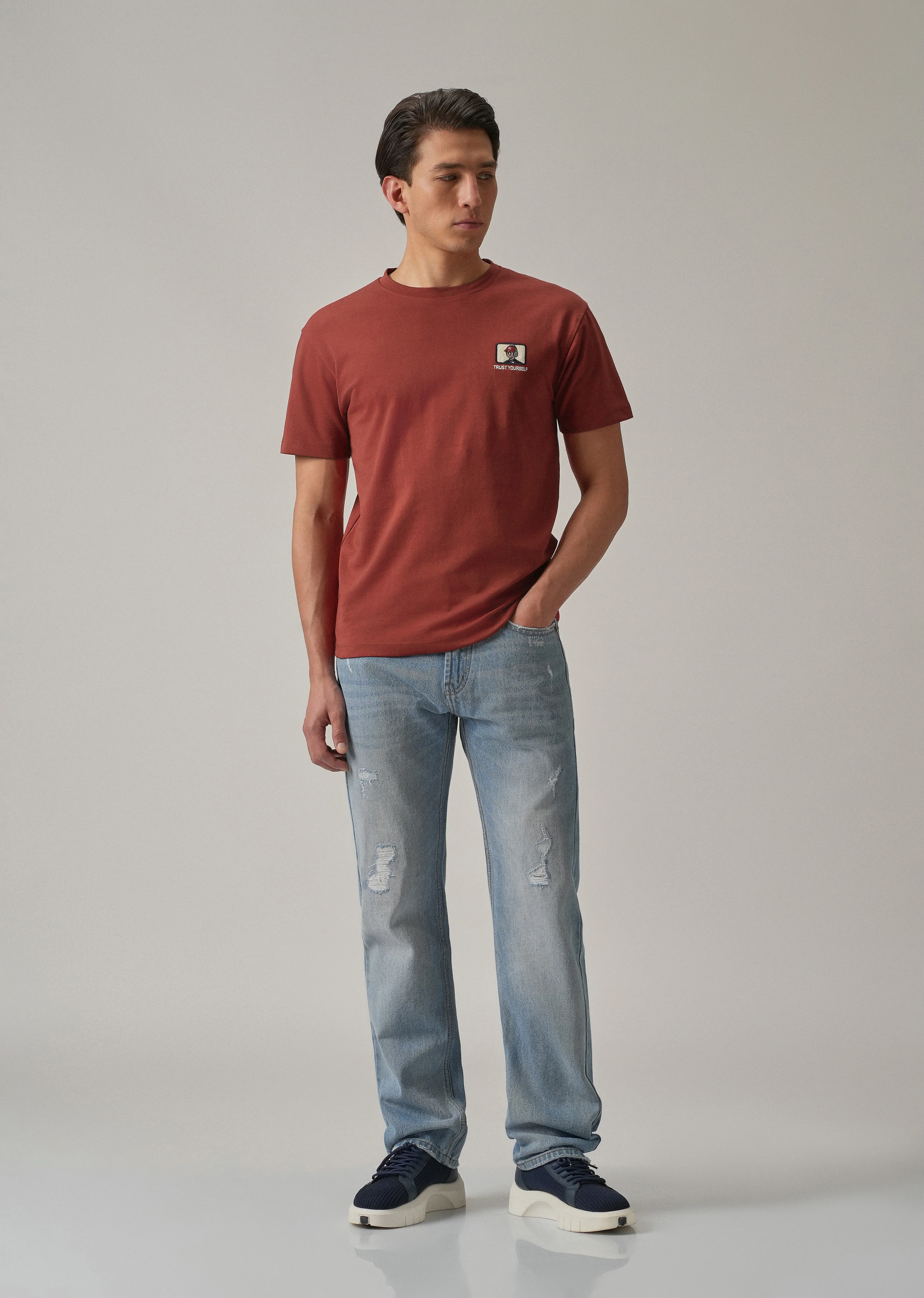 Red Printed Slim Fit T-Shirt - Image 6