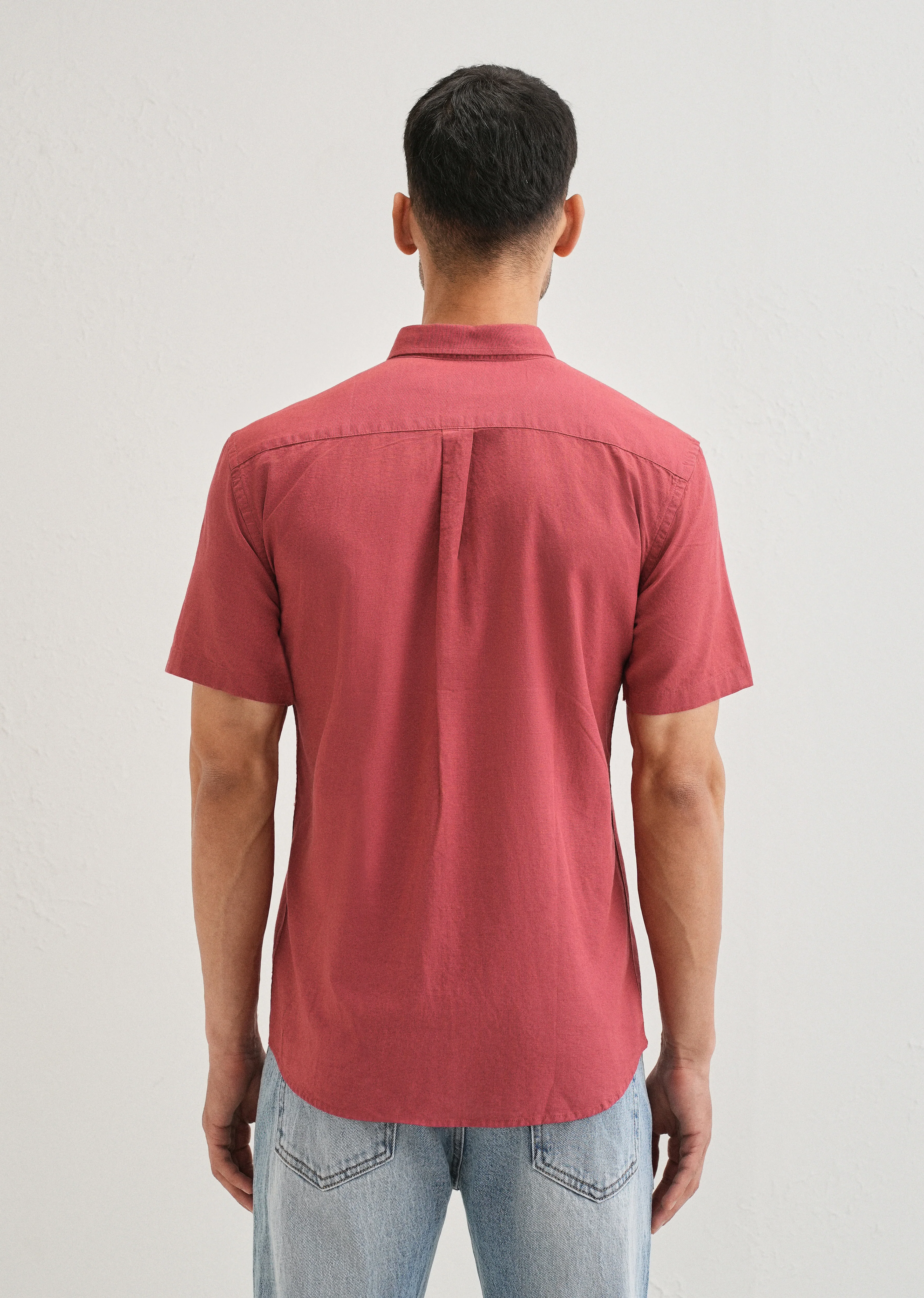 Red Cotton Linen Shirt - Image 2