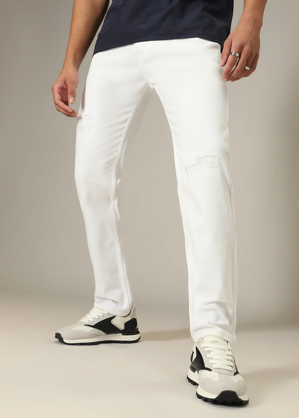 Ripped White Slim fit Jeans - Image 3