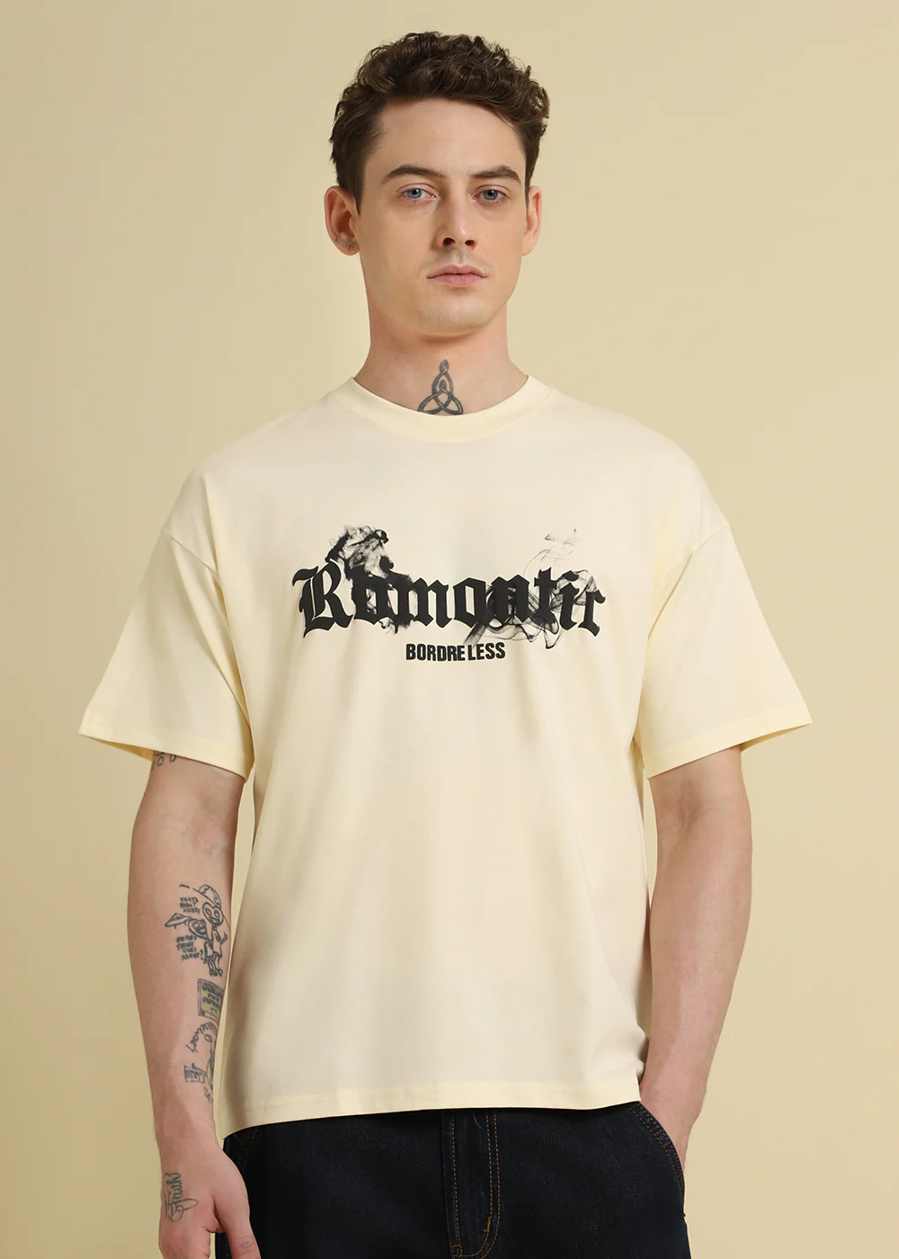 Romantic Funk Cream Oversized T-shirt - Image 5