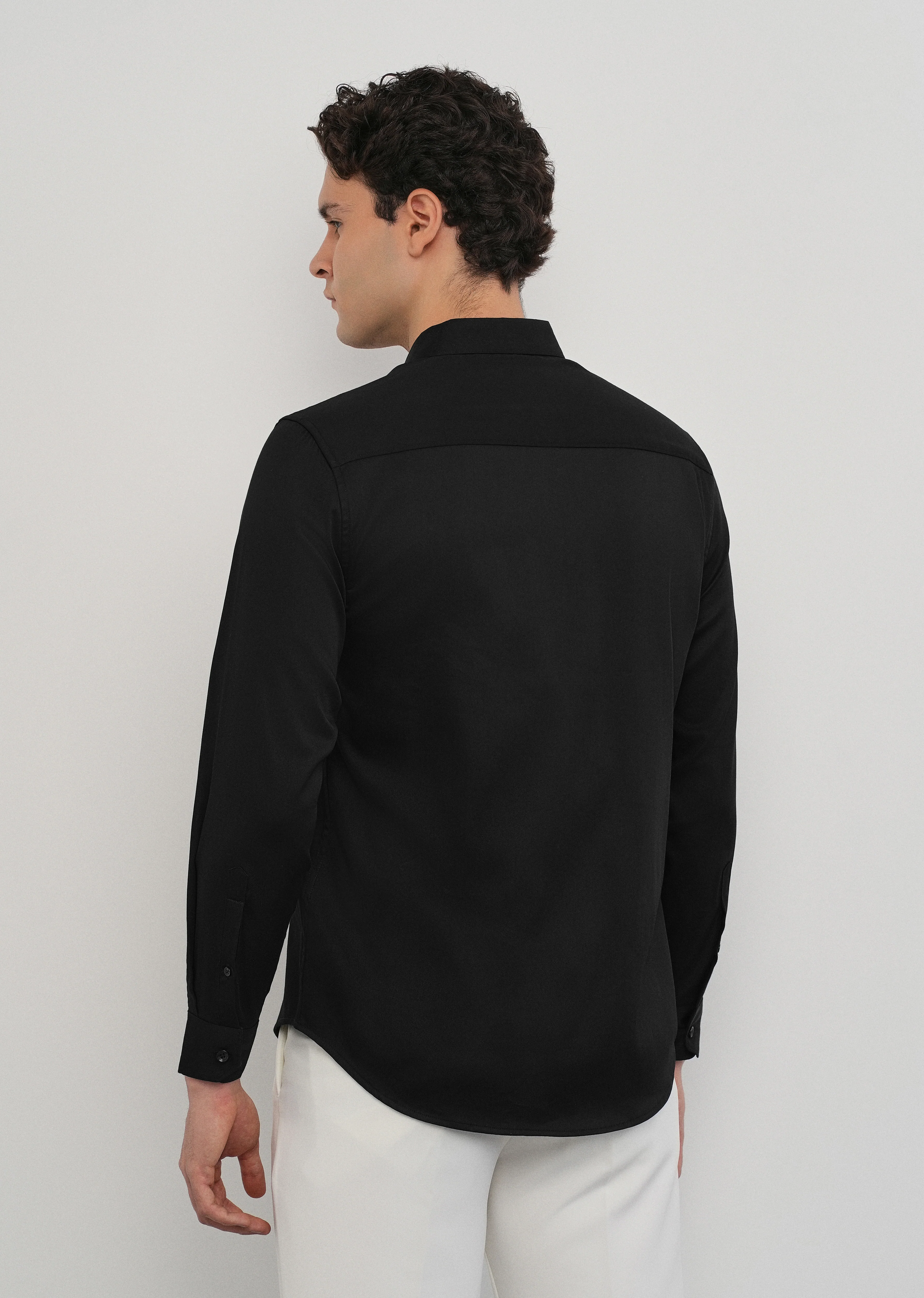 Rose Embroidered Black Designer Shirt - Image 3