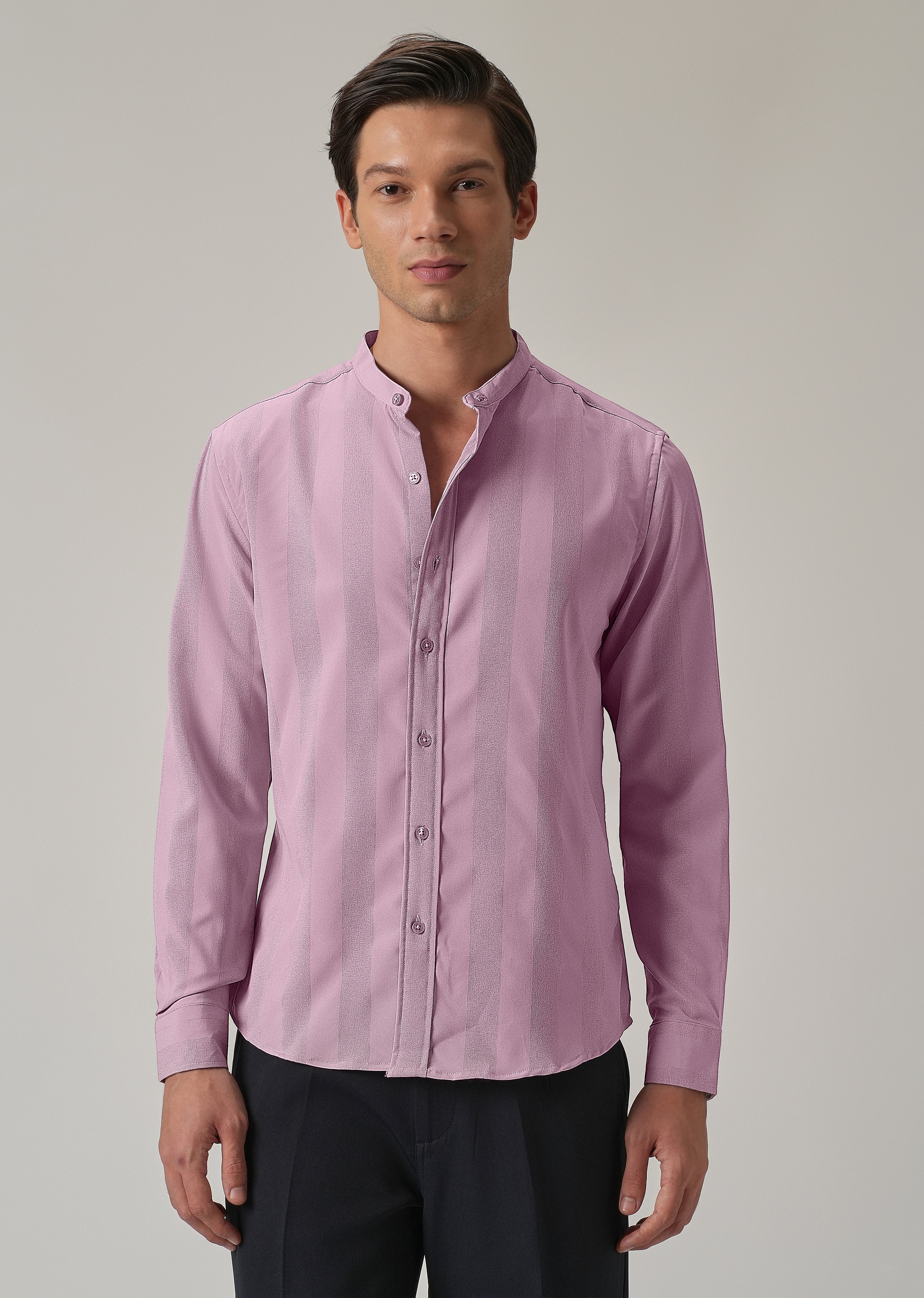 Rose Pink Plain Shein Patterned Shirt - Image 3