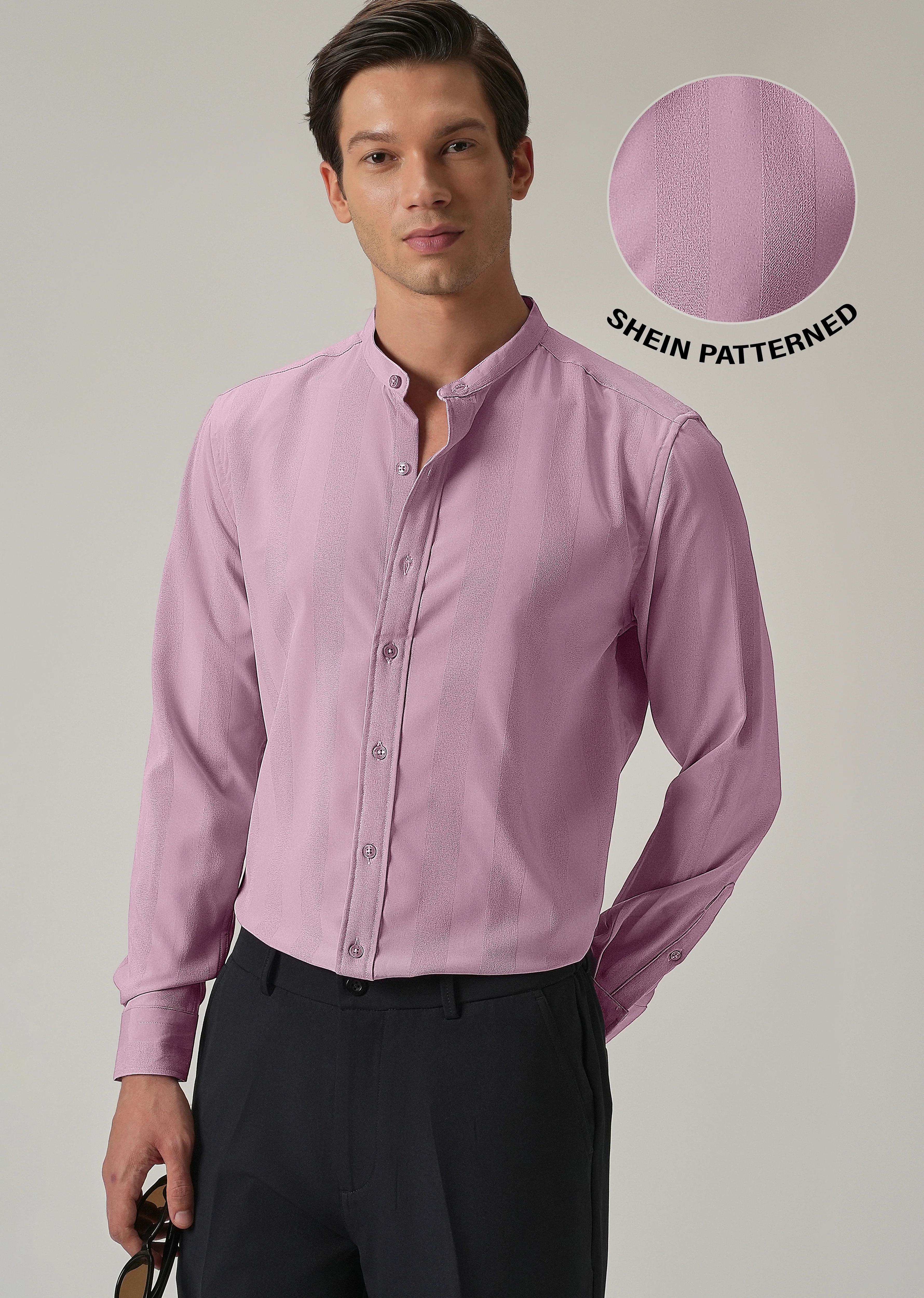 Rose Pink Plain Shein Patterned Shirt - Image 7