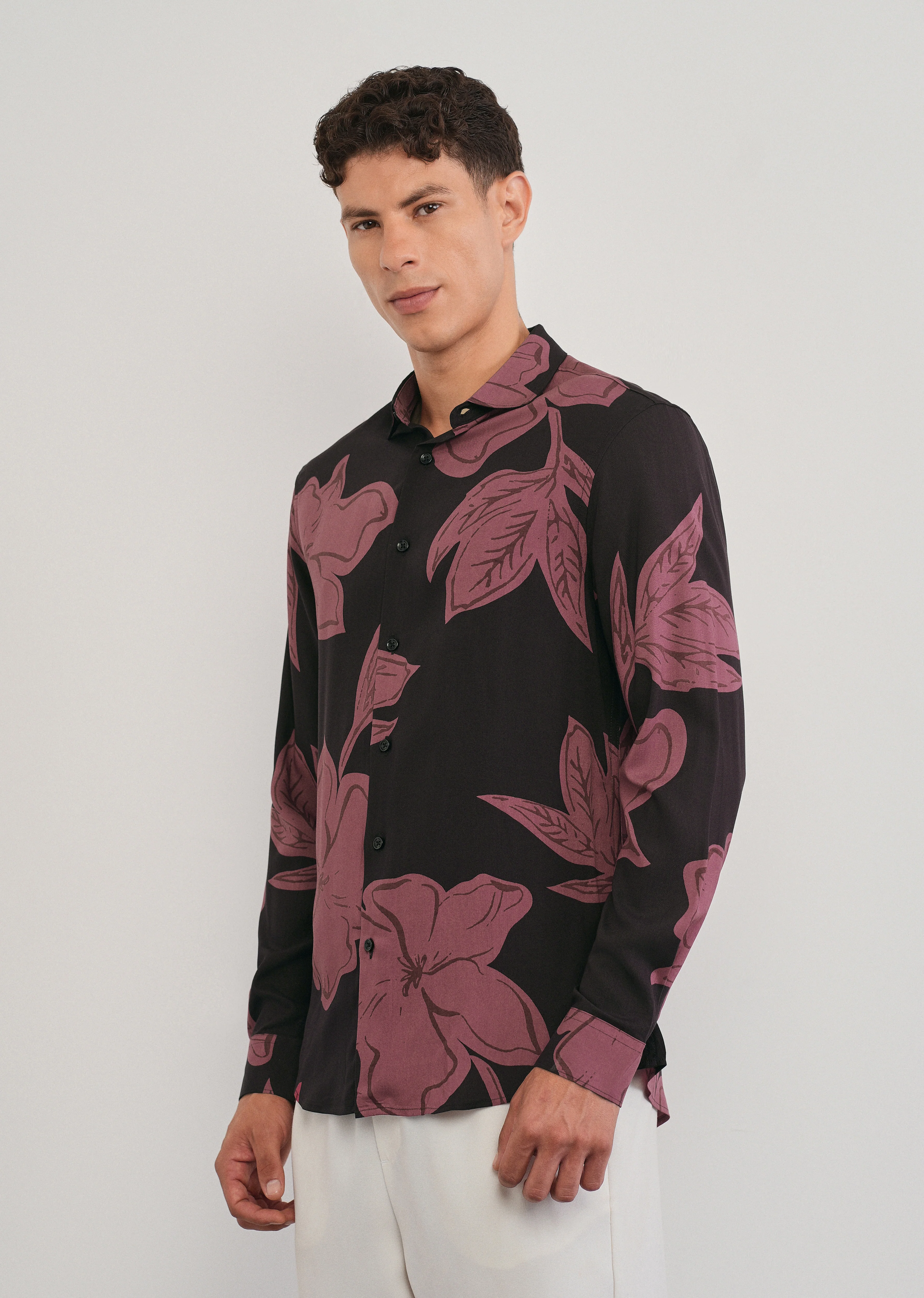 Rose Red Bold Floral Print Shirt - Image 4