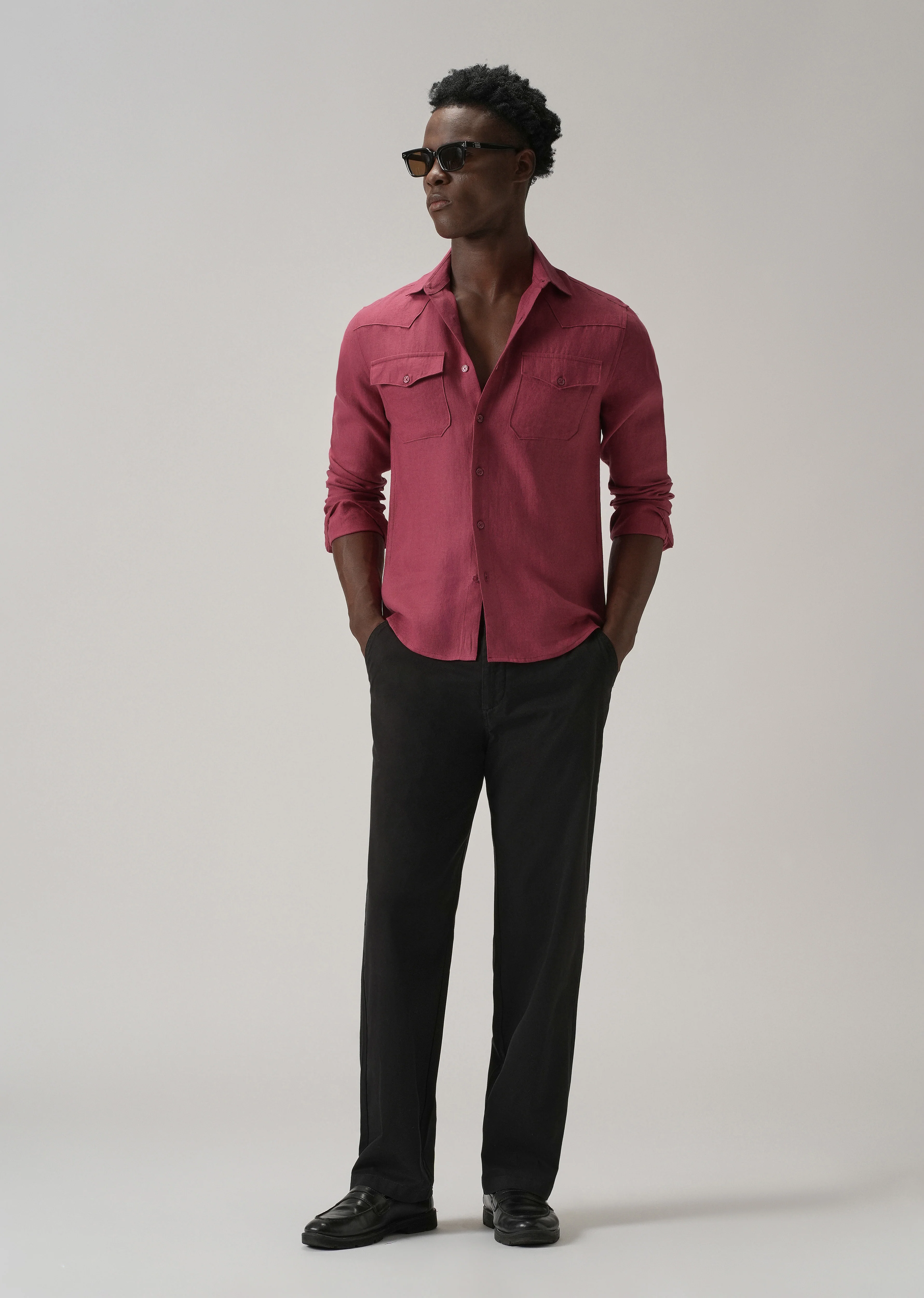 Rouge Pink Double Pocket 100% Pure Irish Linen Shirt - Image 7