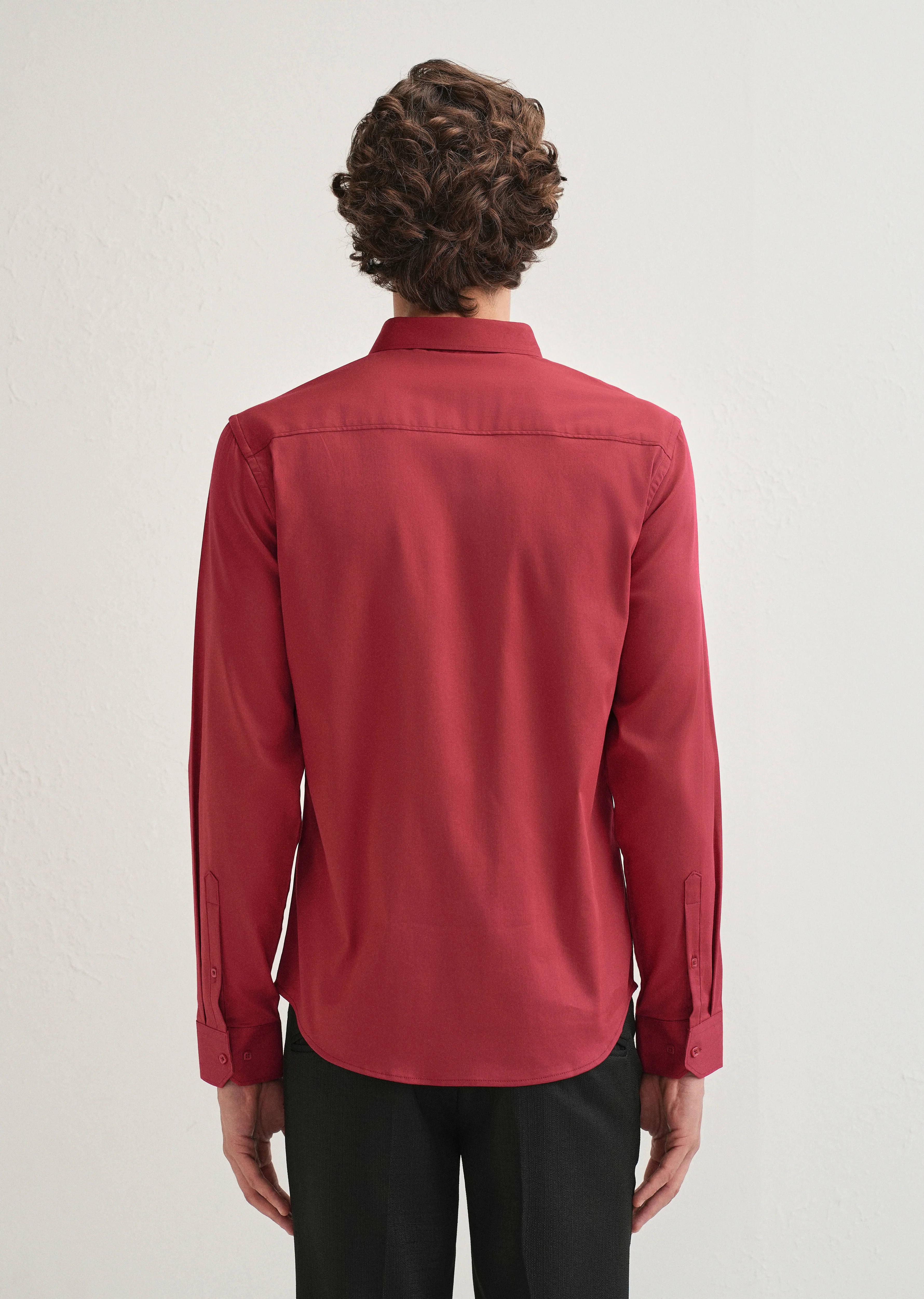 Ruby Red Front Panel Open Pleat Shirt - Image 2