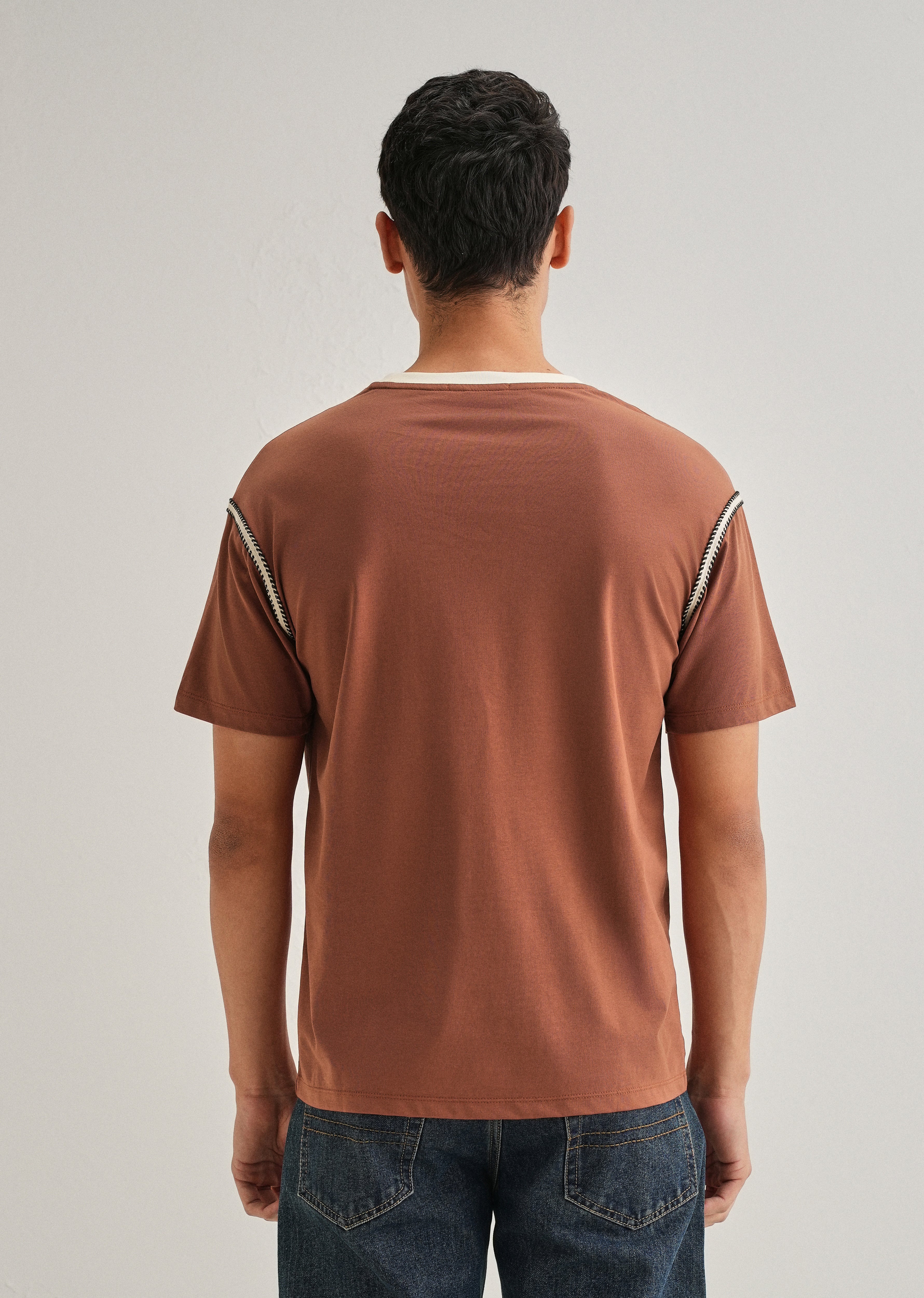 Rust Red Lace Applique T-shirt - Image 2