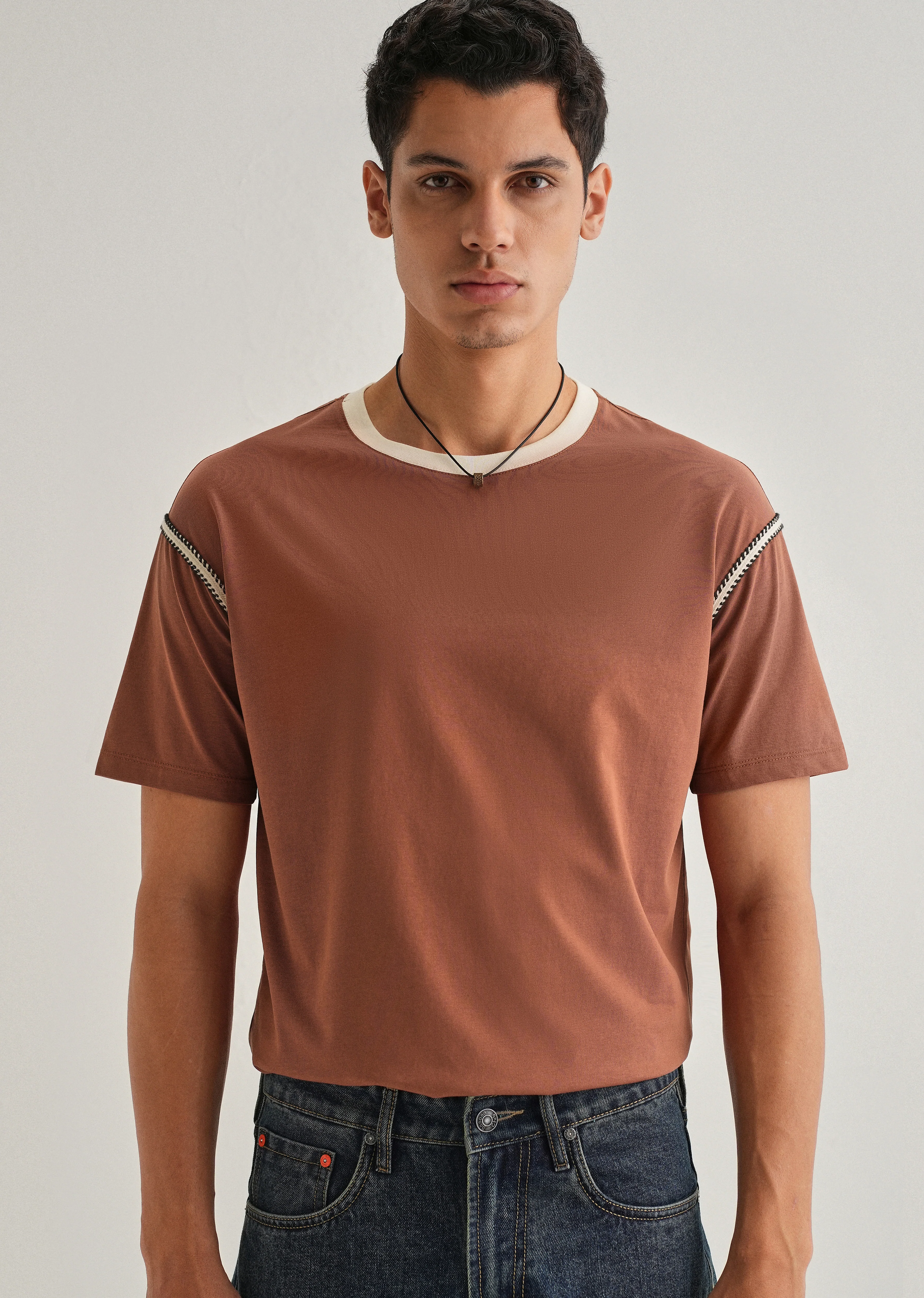 Rust Red Lace Applique T-shirt - Image 7
