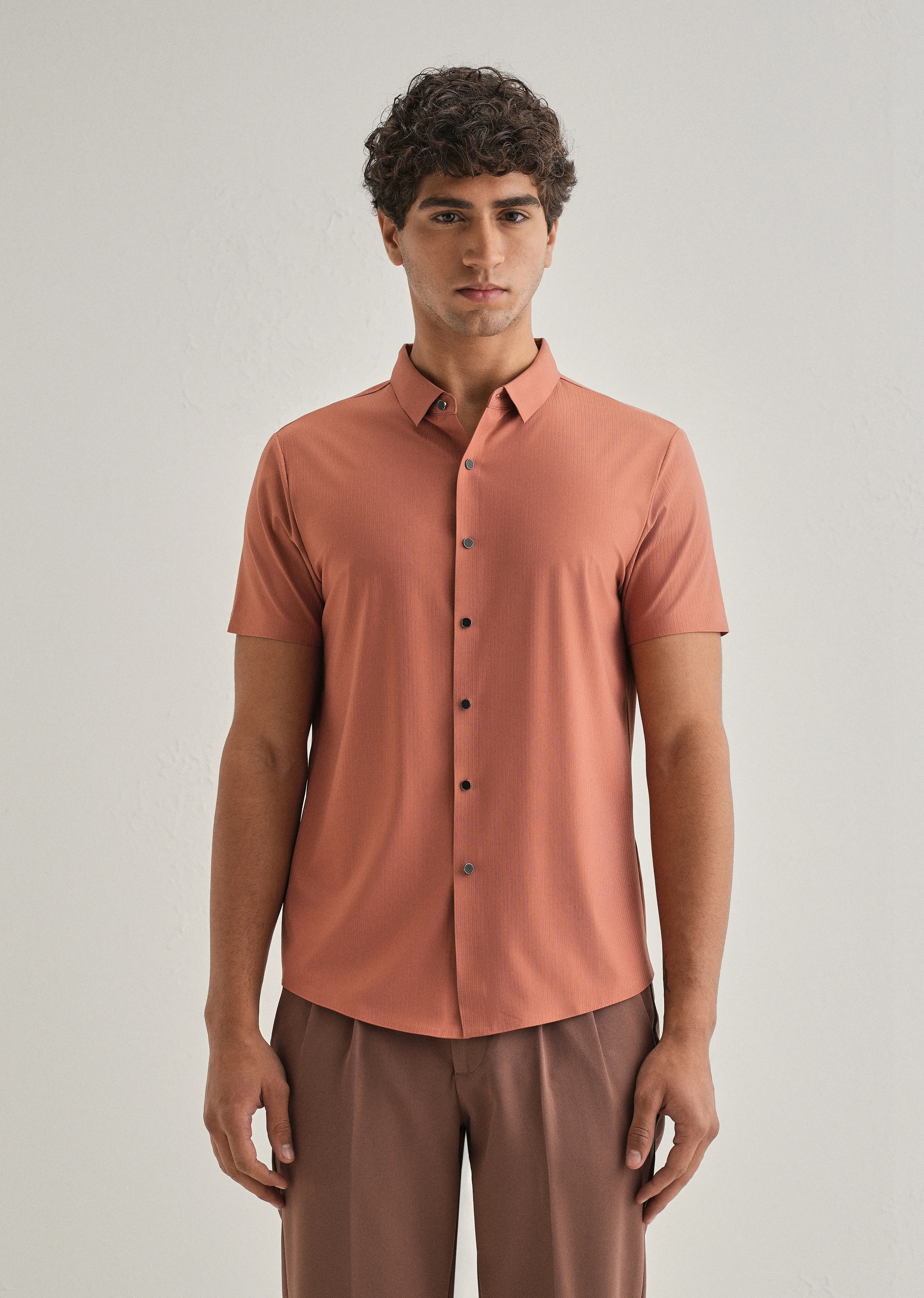 Rust Stripe Seamless Shirt - Image 3