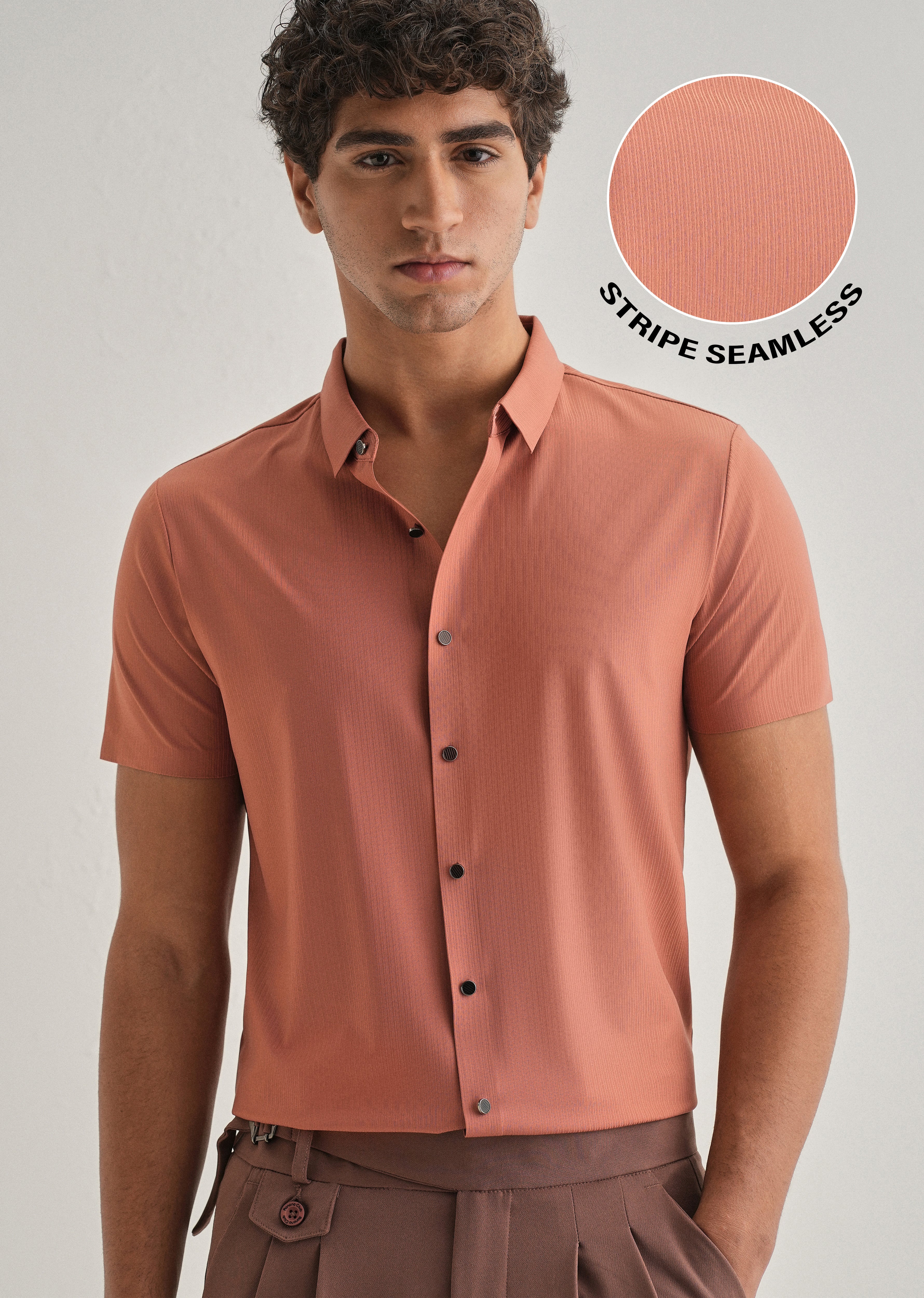 Rust Stripe Seamless Shirt - Image 7