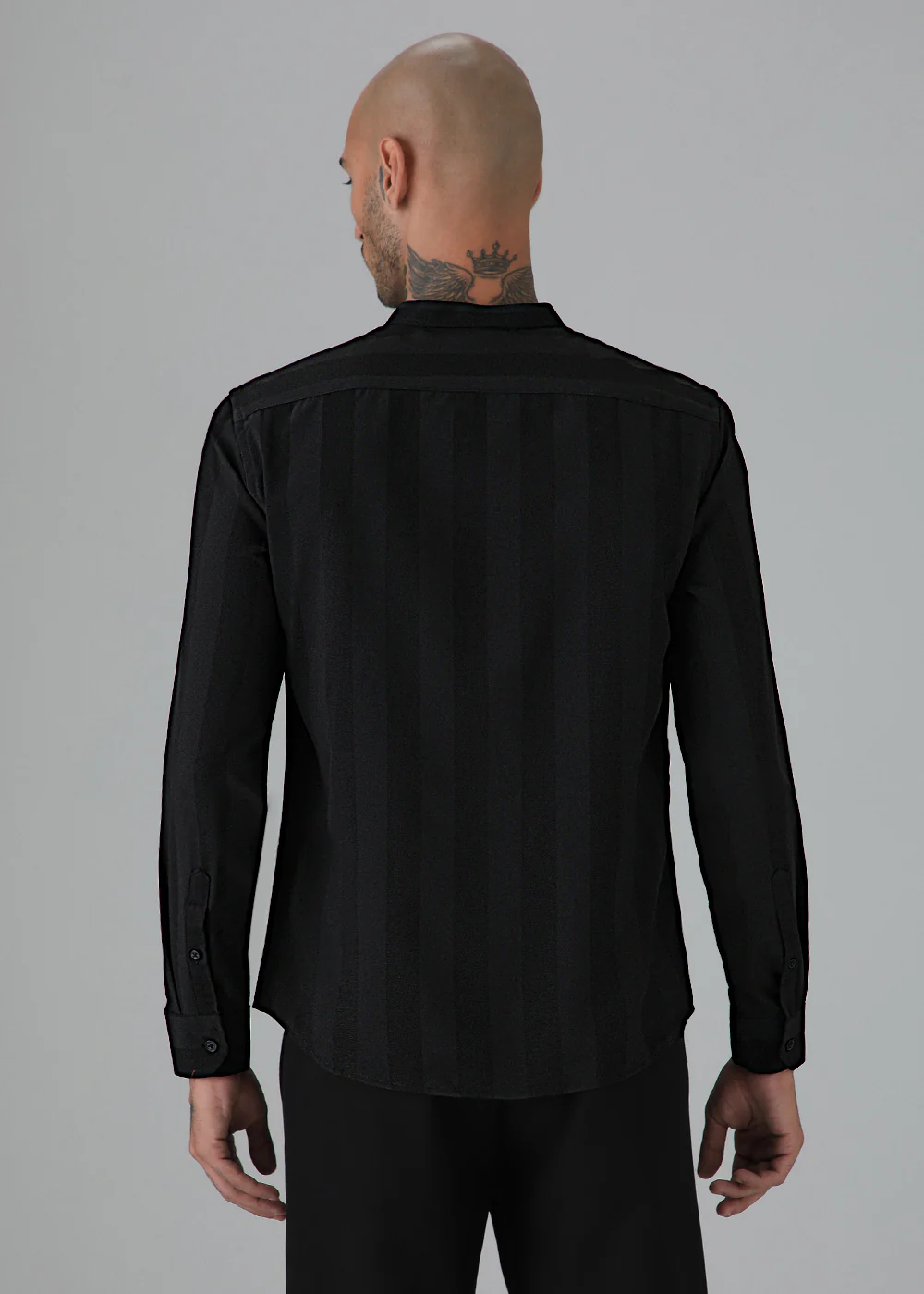 Sable Black Plain Shein Patterned Shirt - Image 4