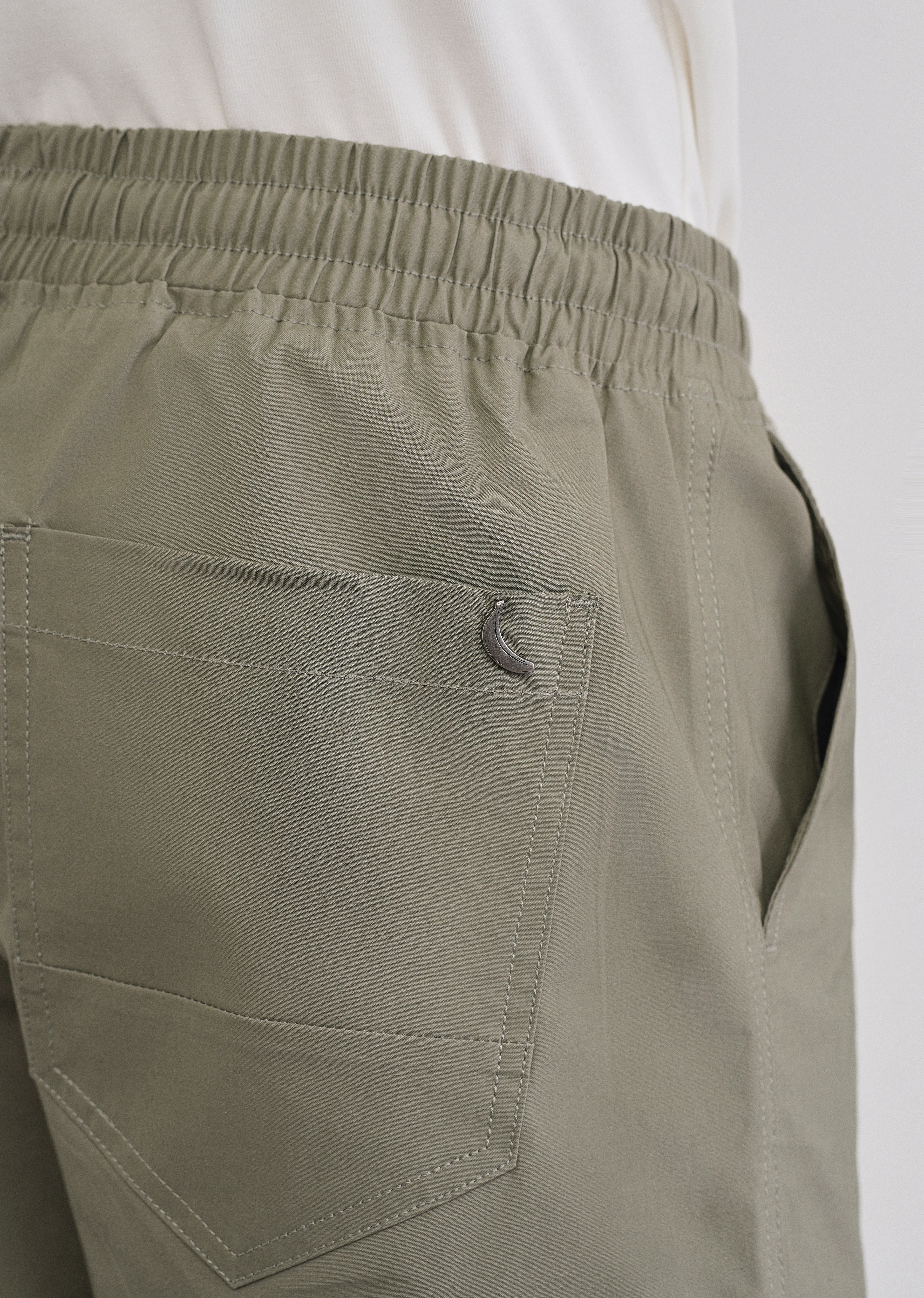 Sage Green Drawstring Cotton Shorts - Image 6