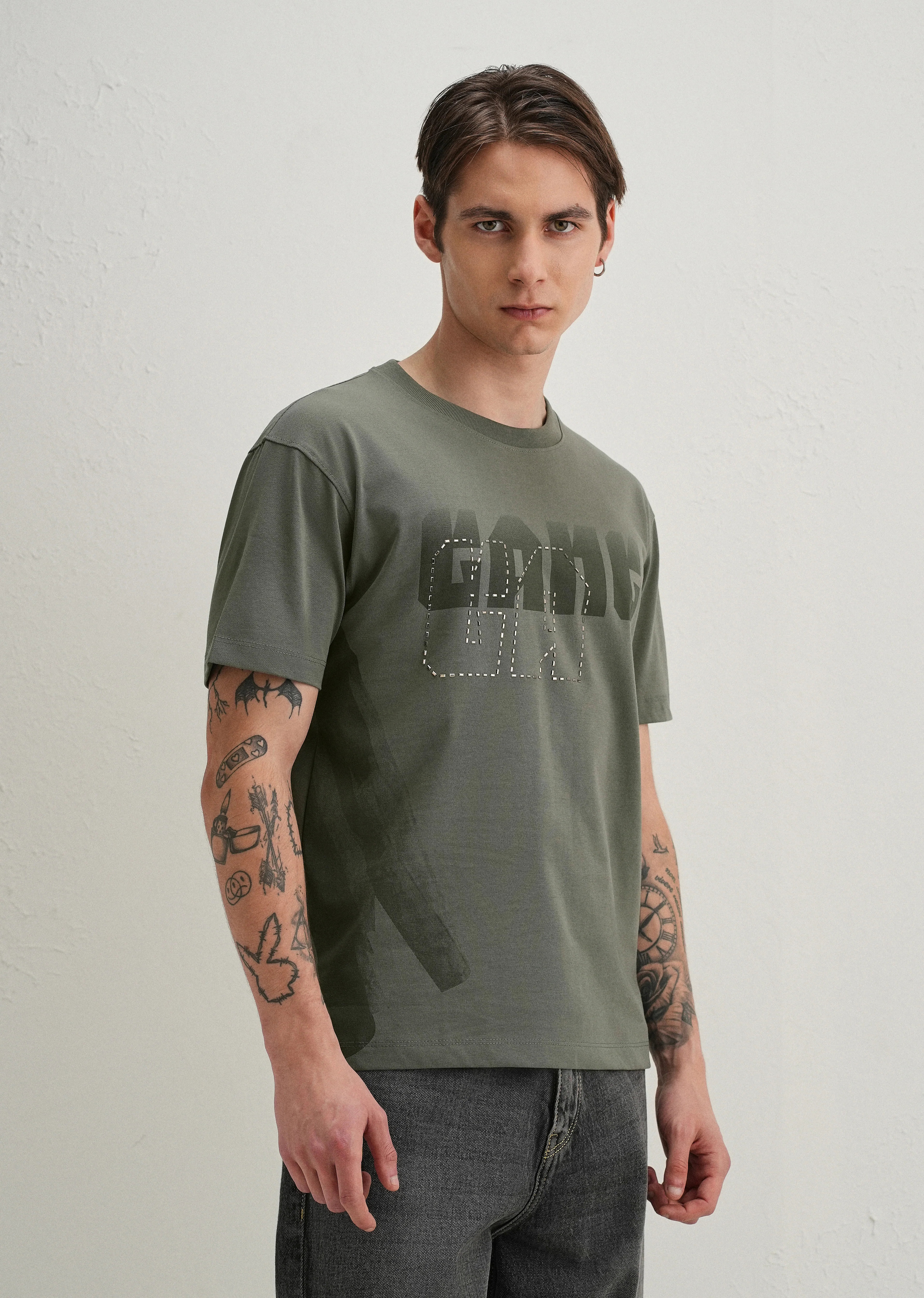 Sage Green Embellished T-Shirt - Image 5