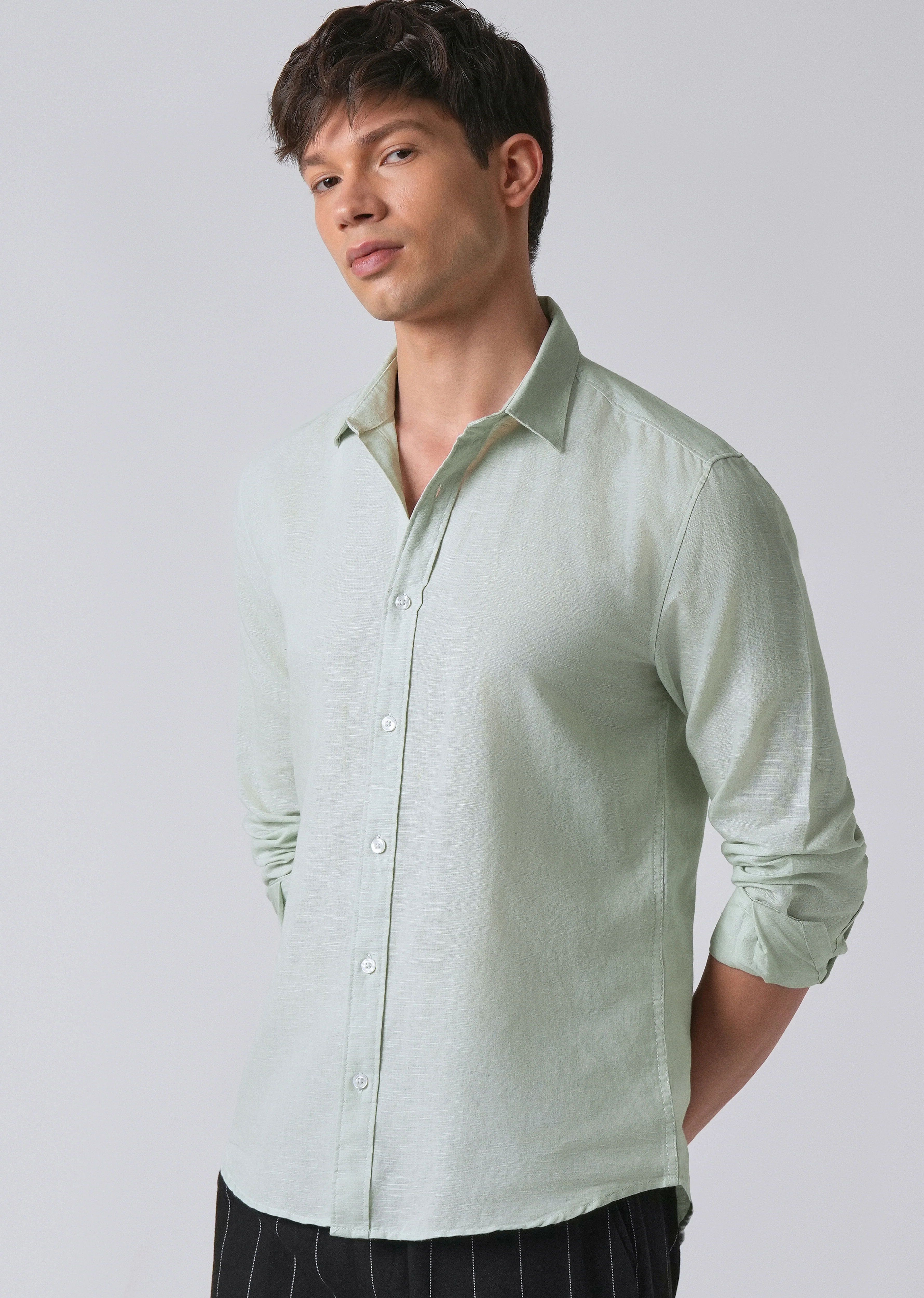 Sage Green Linen Shirt - Image 7