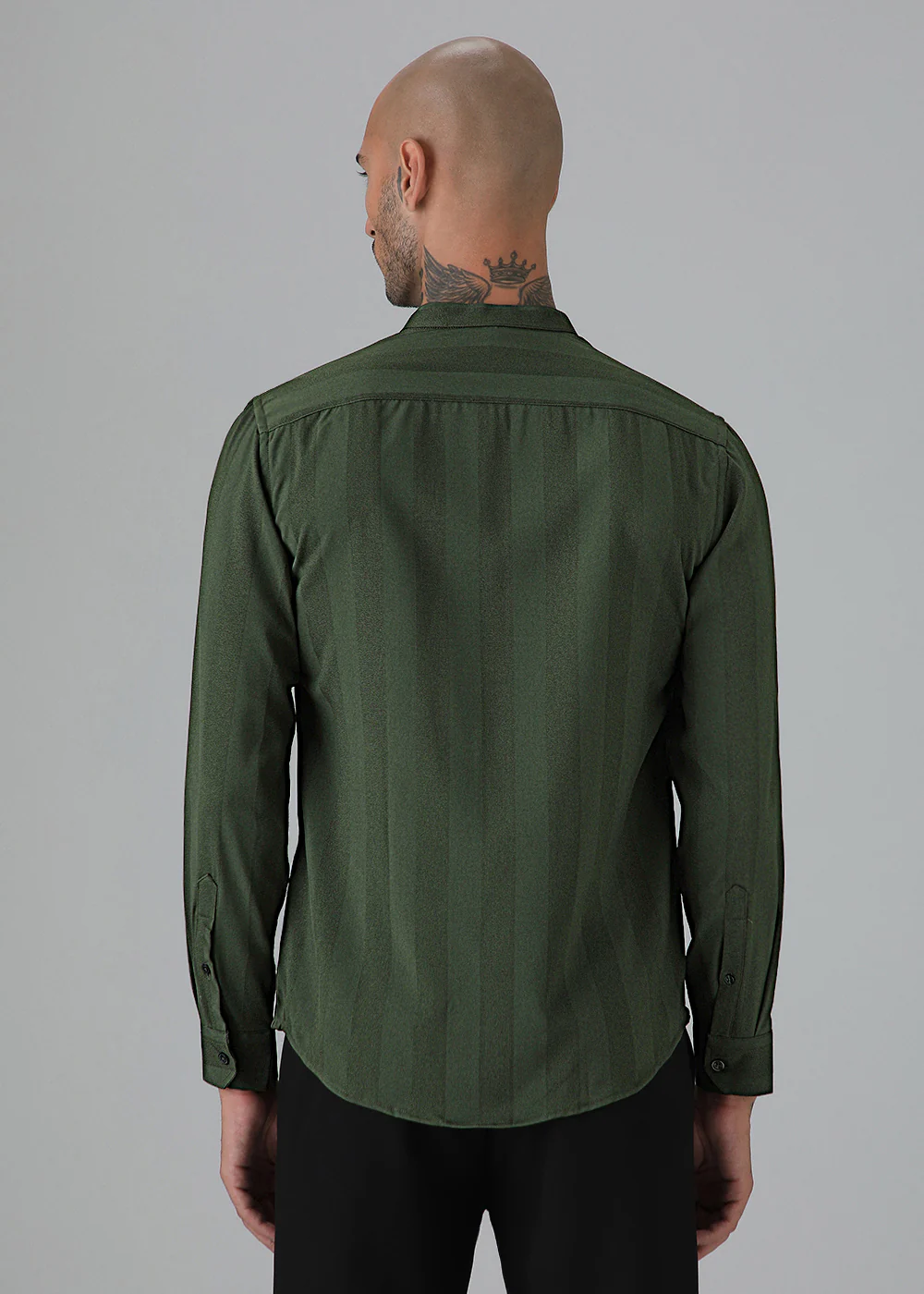 Sage Green Plain Shein Patterned Shirt - Image 4