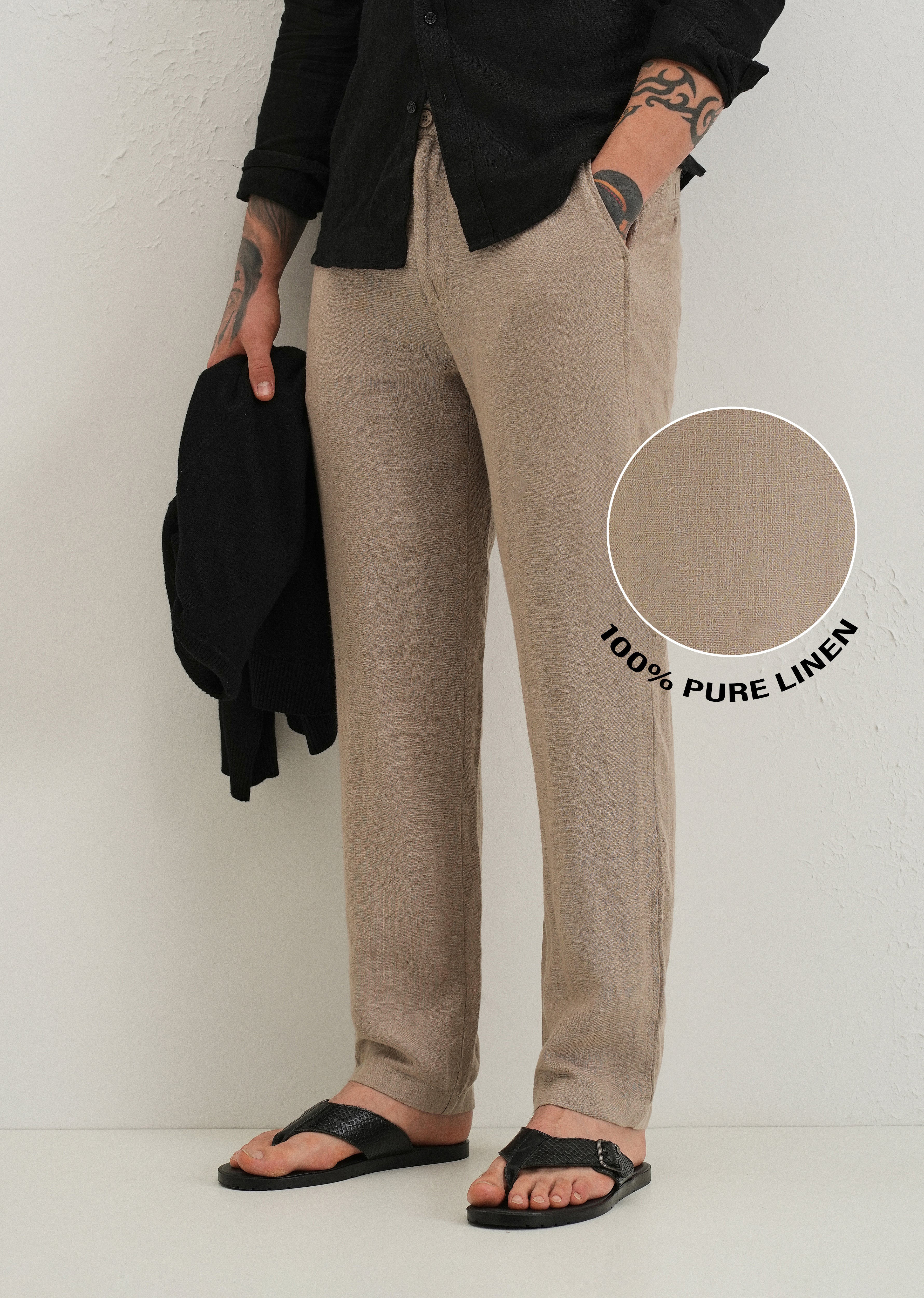 Sand Brown Linen pant - Image 7