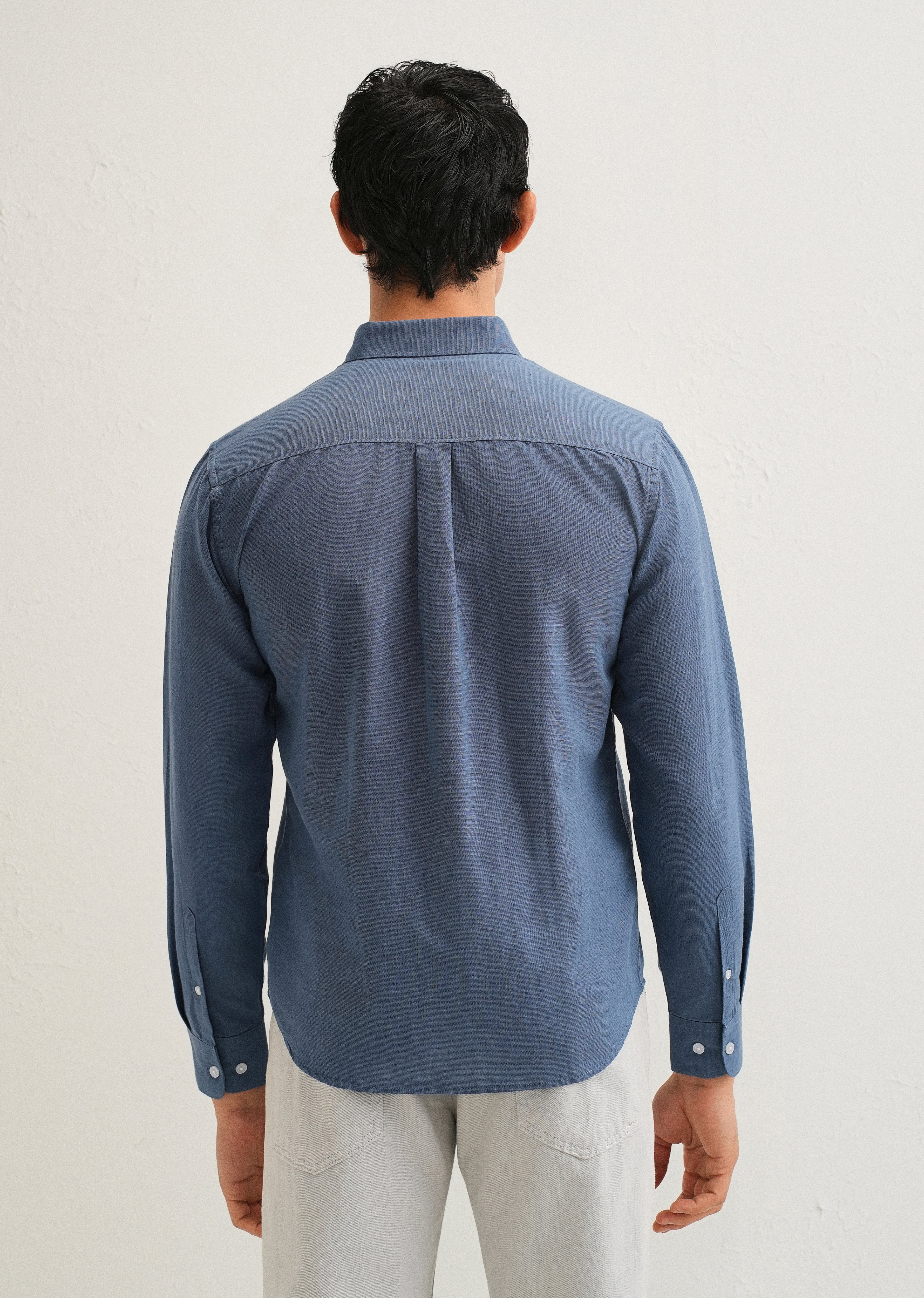 Sapphire Blue Cotton Linen Shirt - Image 2