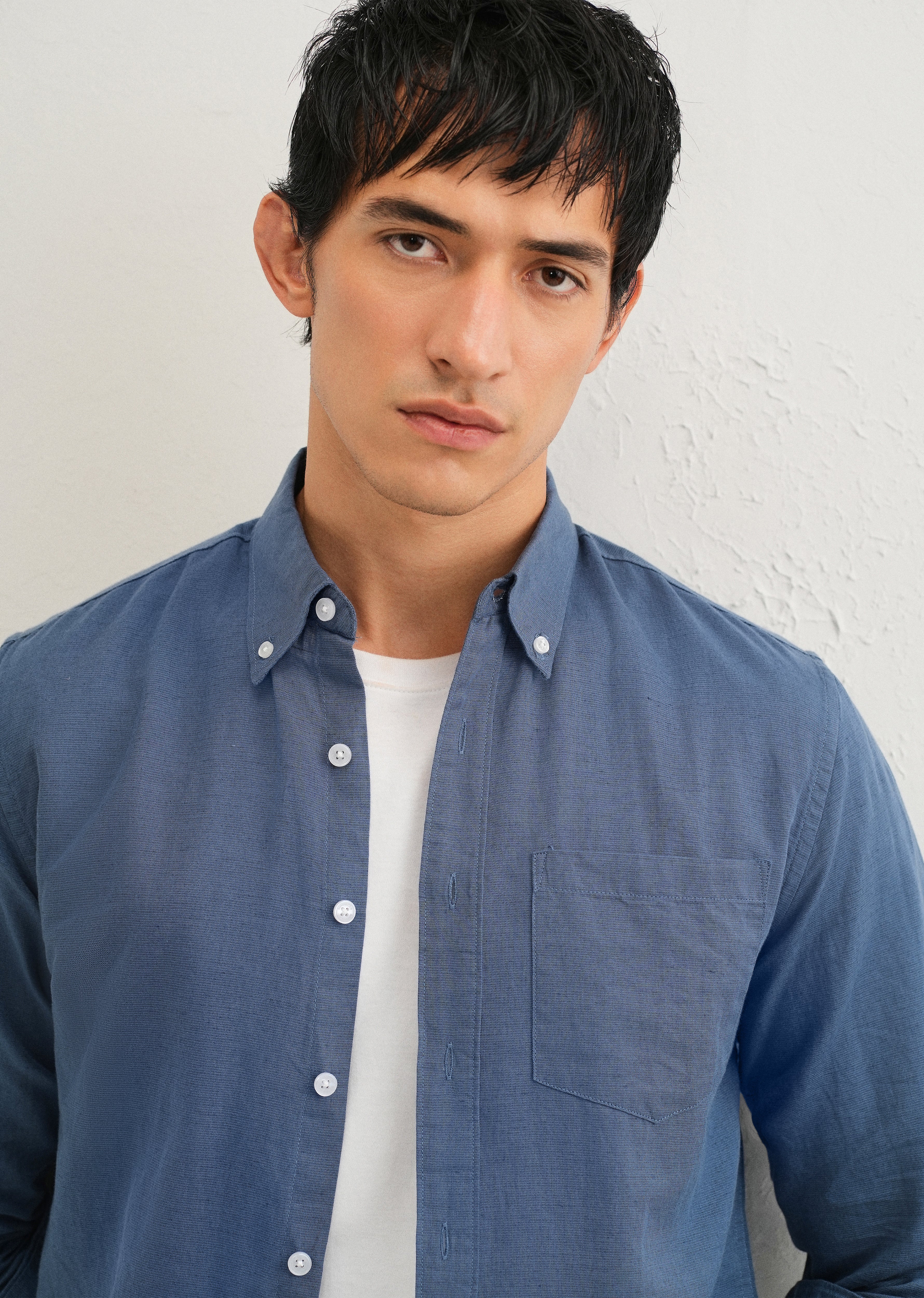 Sapphire Blue Cotton Linen Shirt - Image 5