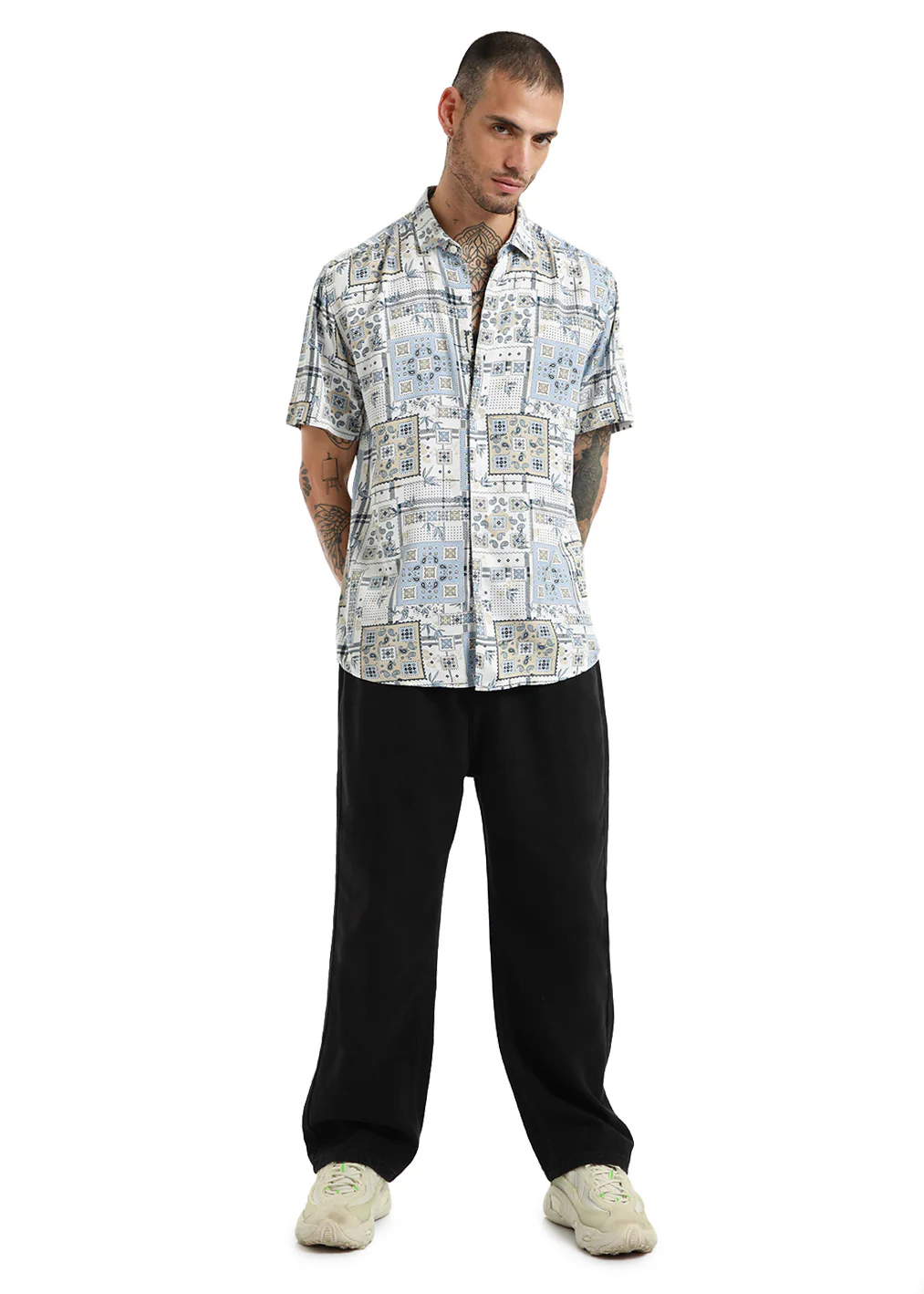 Scarf Print Half Sleeve Shirt - Image 7
