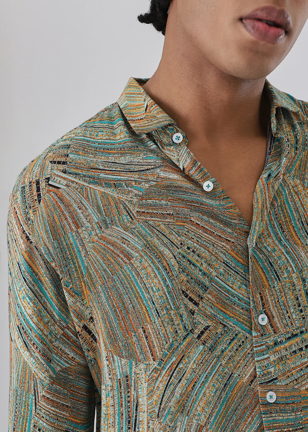 Serene Strokes Green Feather Shirt - Image 2