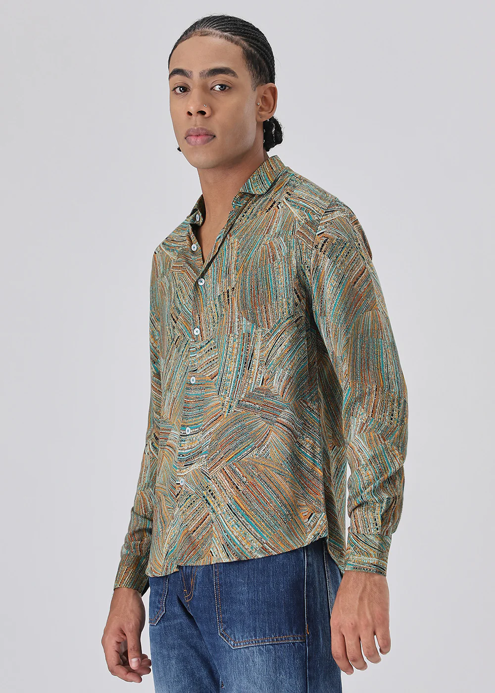 Serene Strokes Green Feather Shirt - Image 5