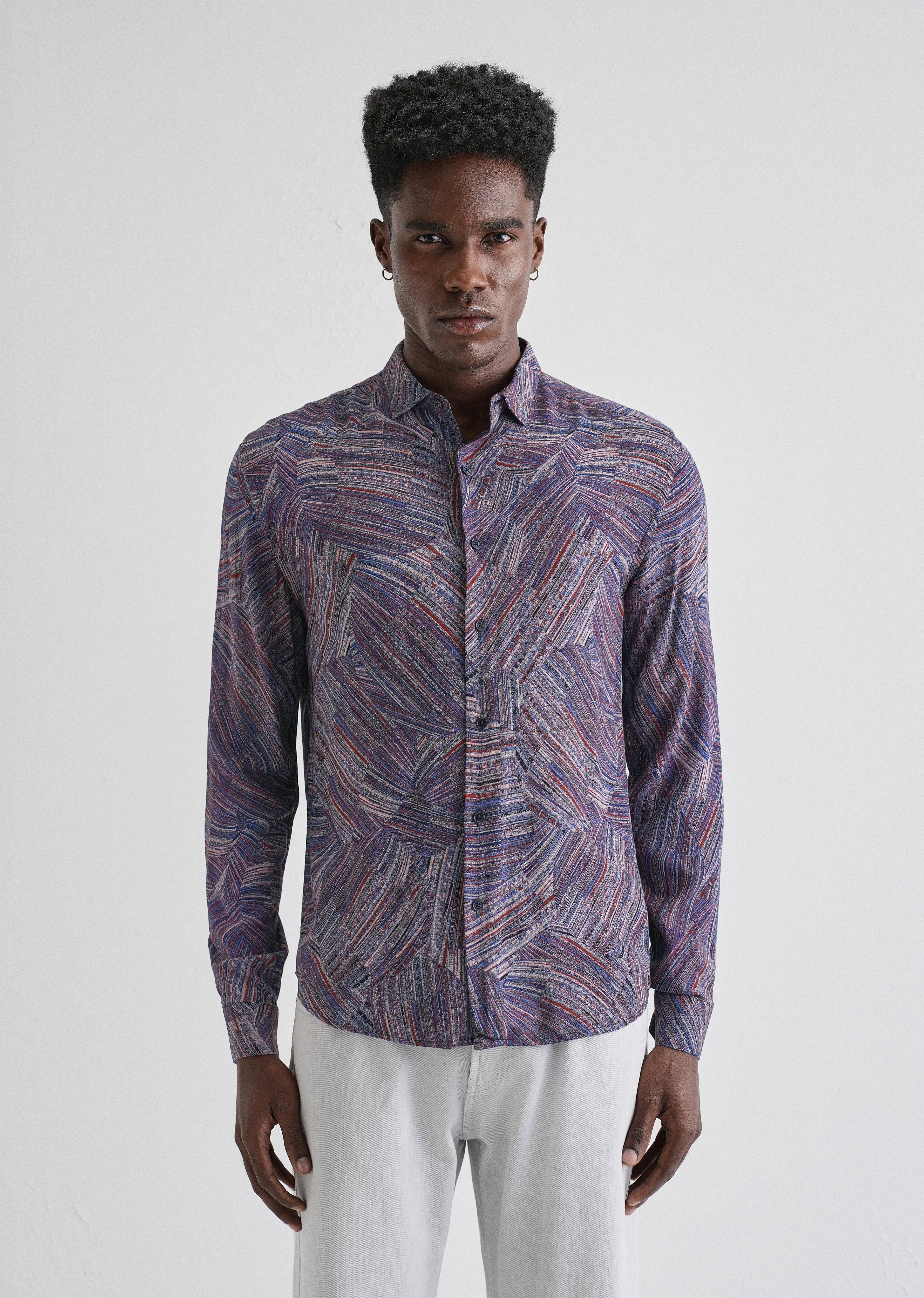 Serene Strokes Violet Feather Shirt - Image 3