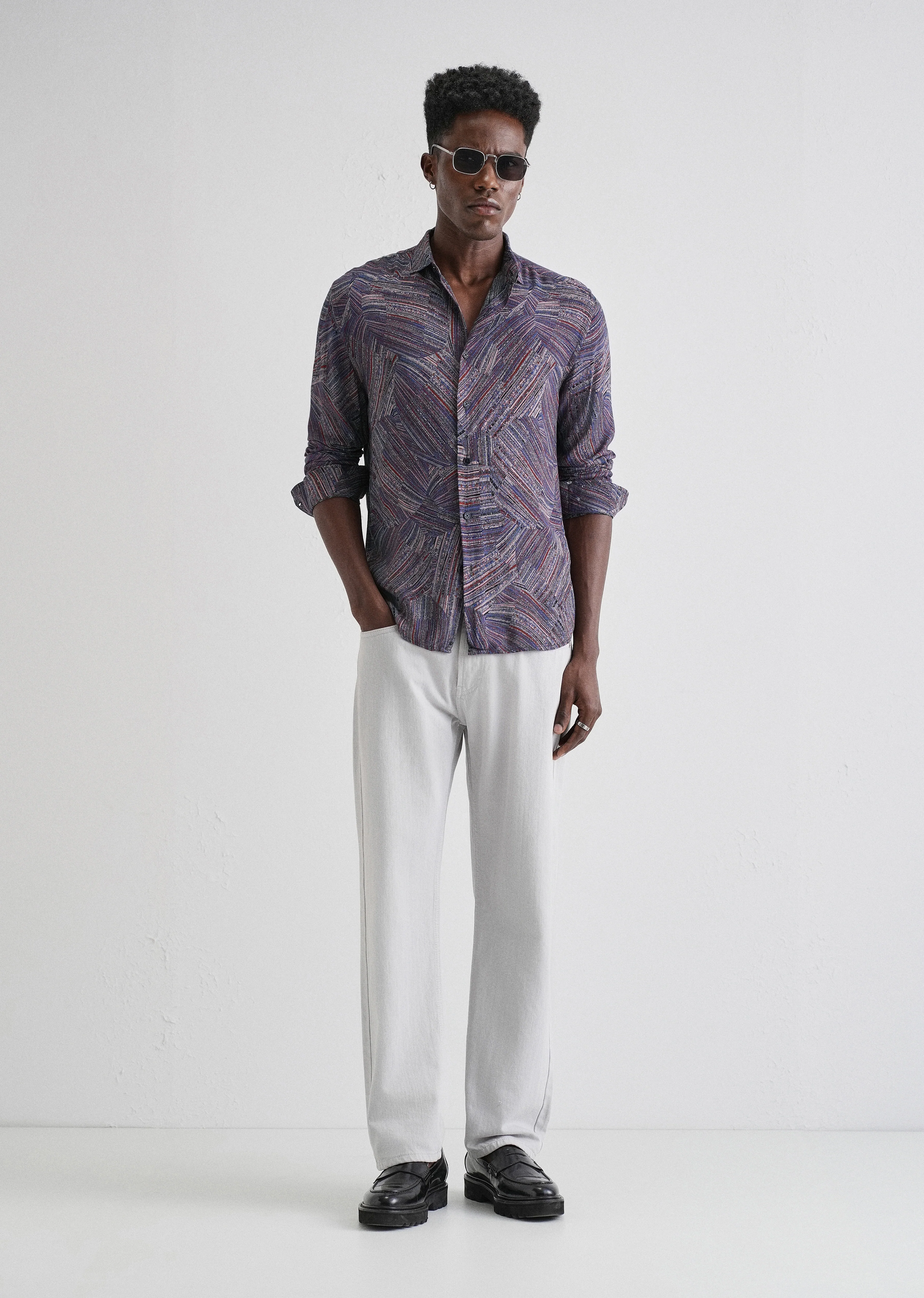 Serene Strokes Violet Feather Shirt - Image 6