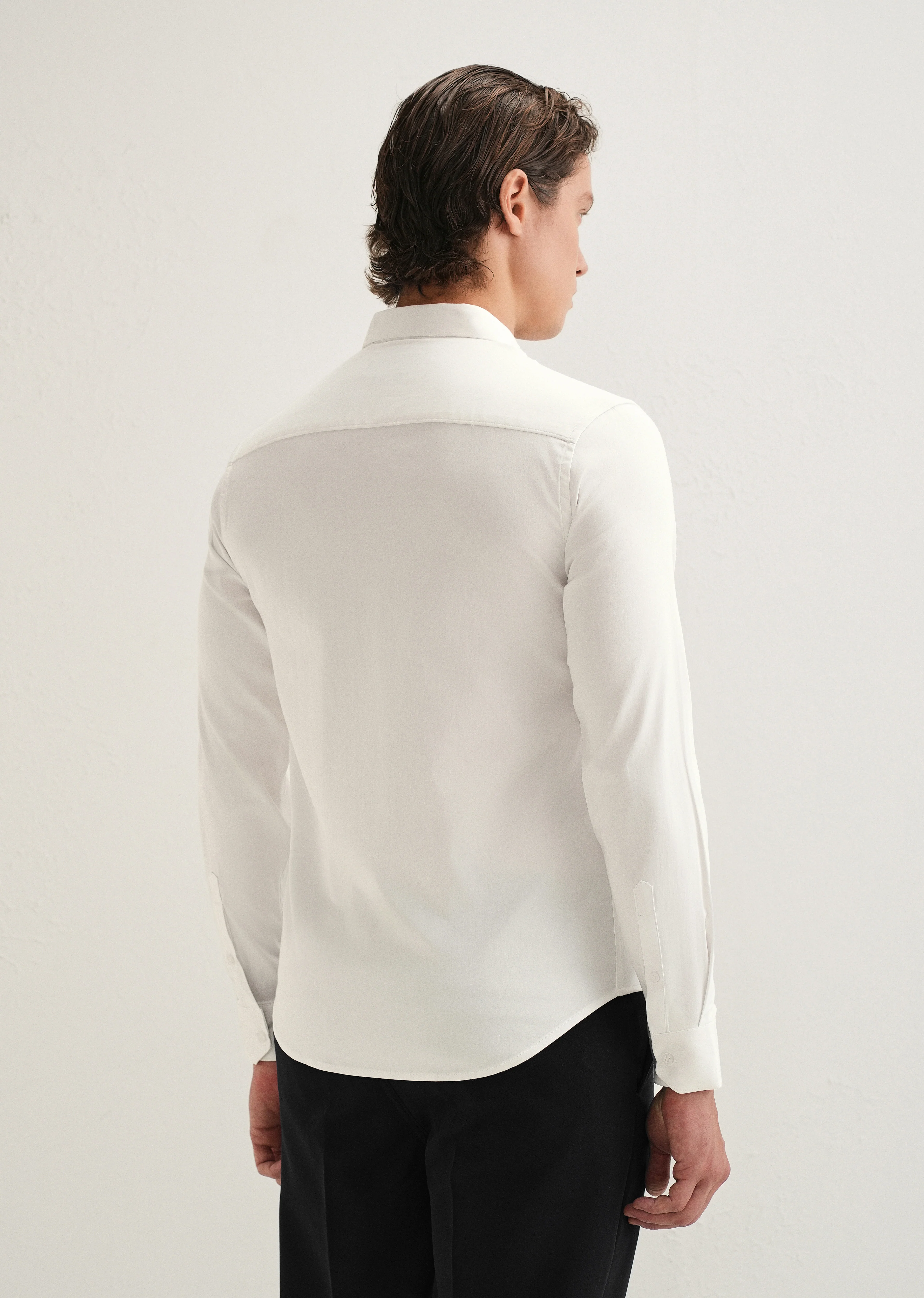 Silver-Tipped Collar White Designer Shirt - Image 4