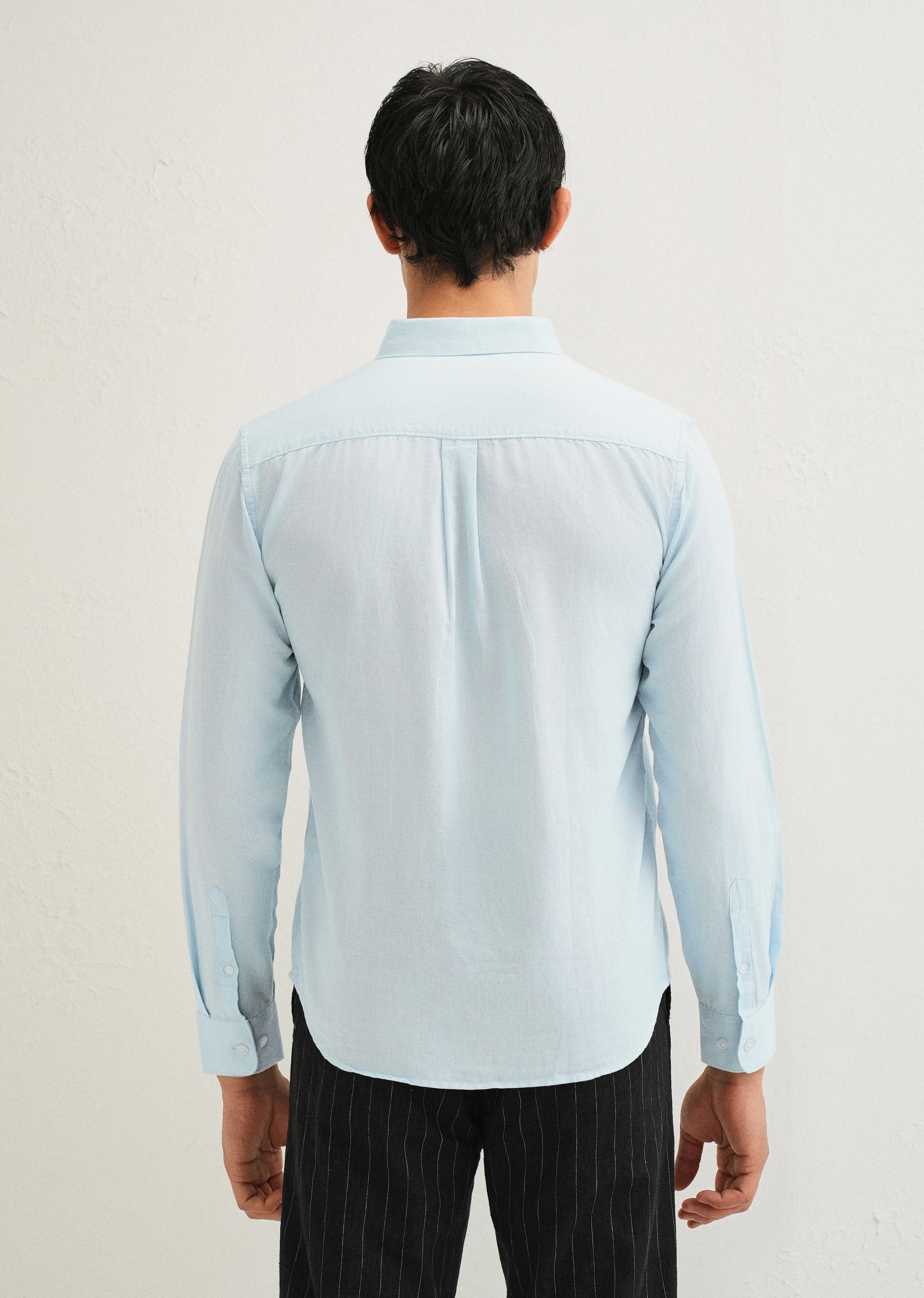 Sky Blue Cotton Linen Shirt - Image 2
