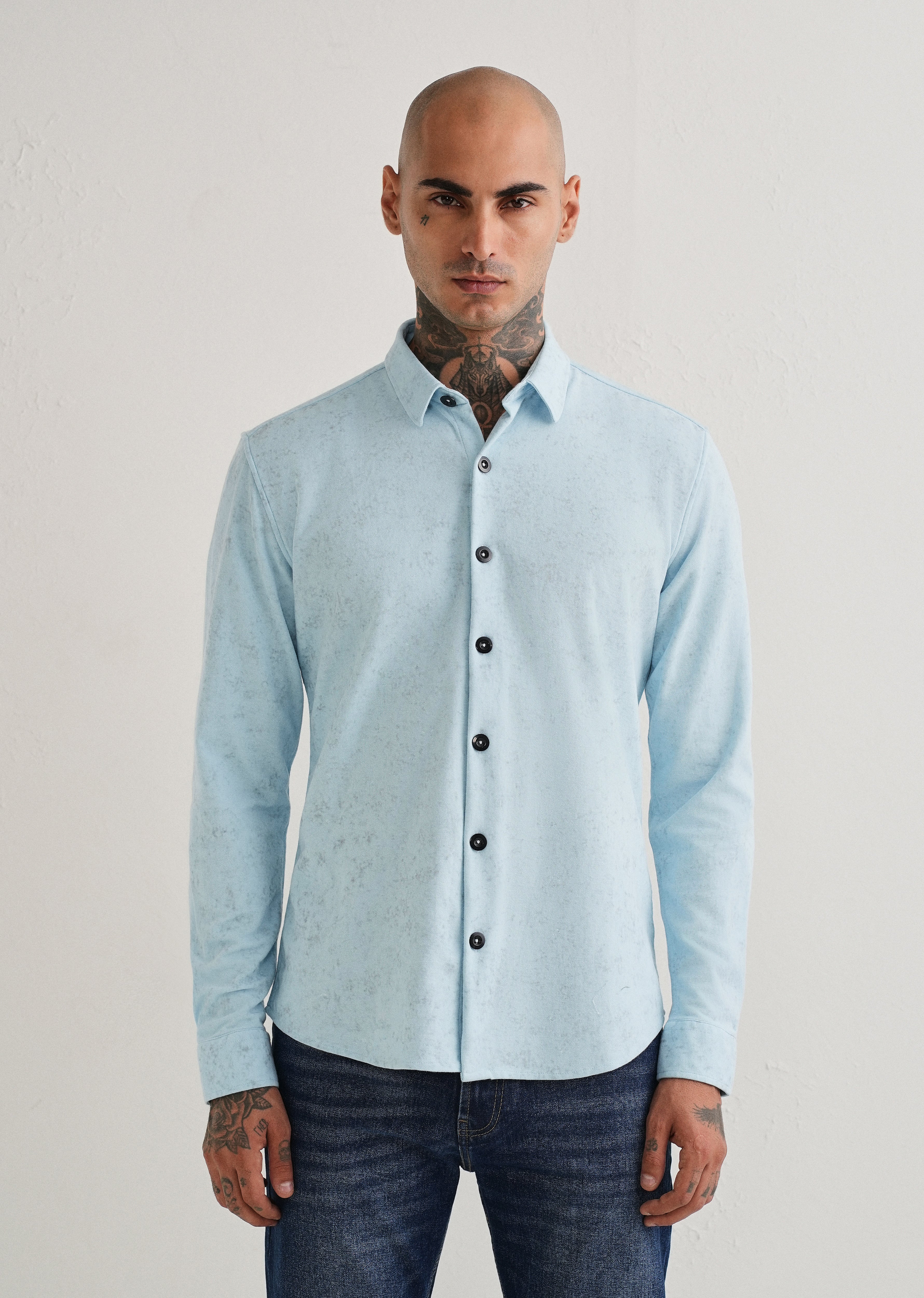 Sky Blue Knitted Shirt - Image 3