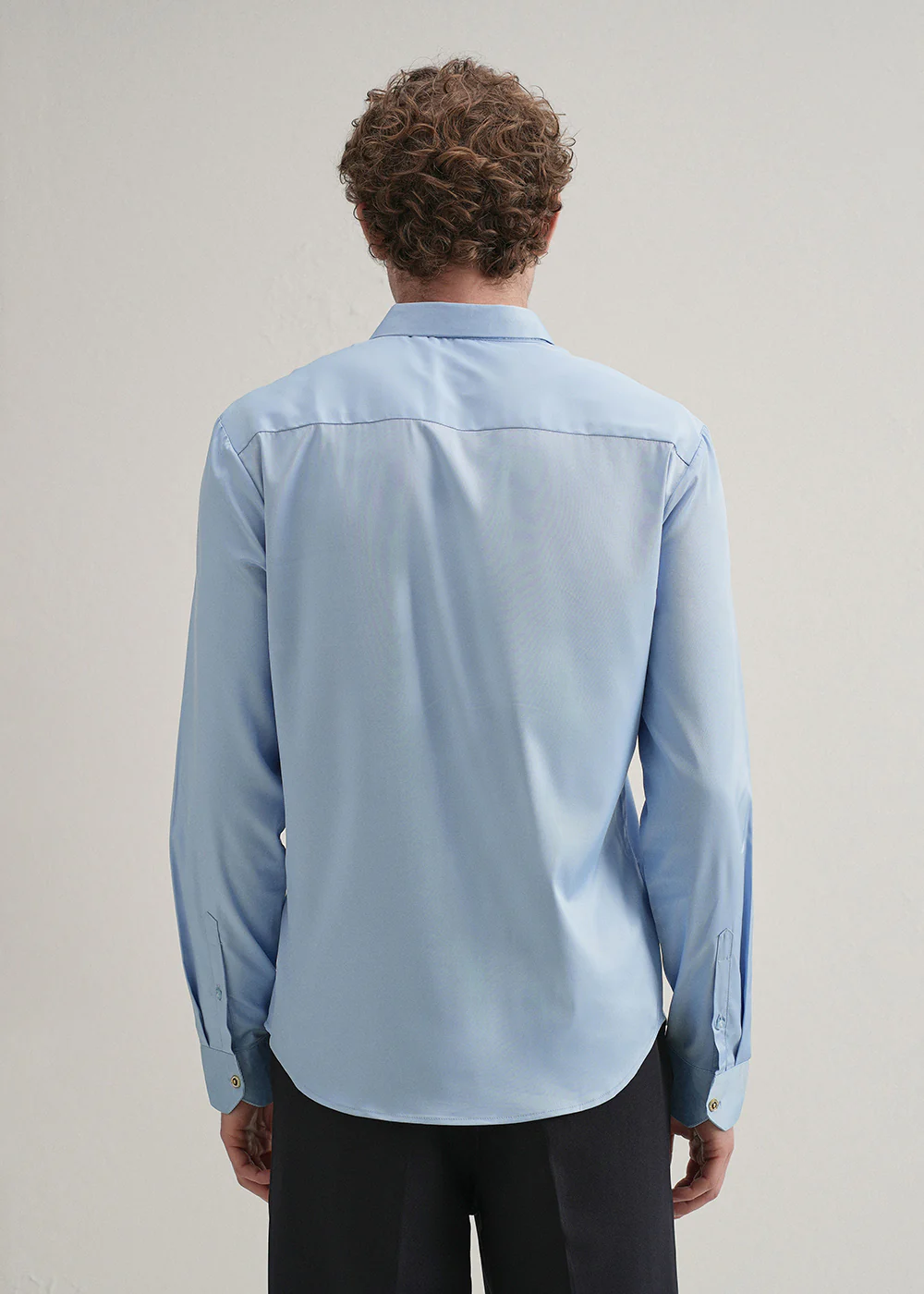 Sky Blue Plain Stitchless Placket Shirt - Image 4