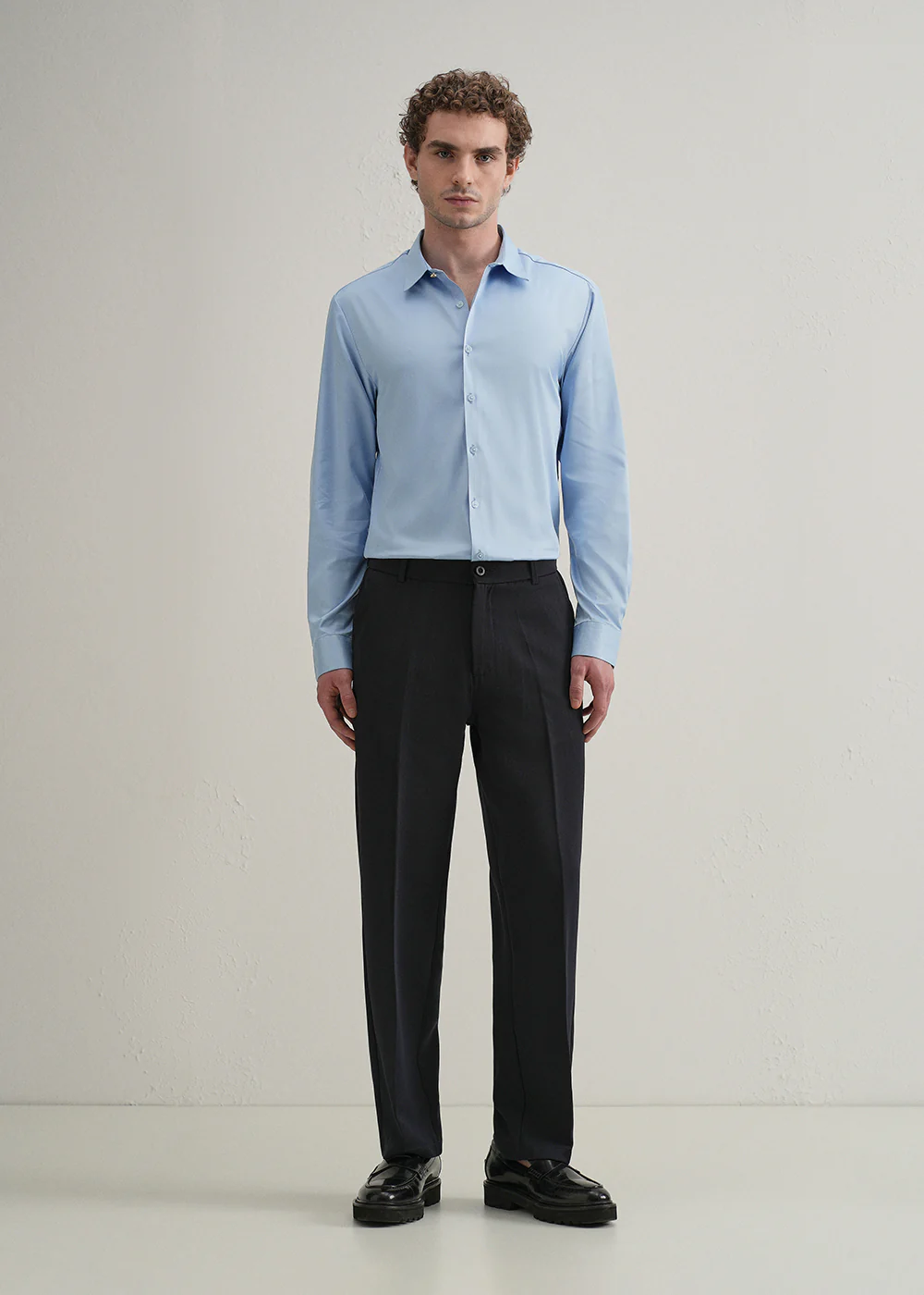 Sky Blue Plain Stitchless Placket Shirt - Image 6