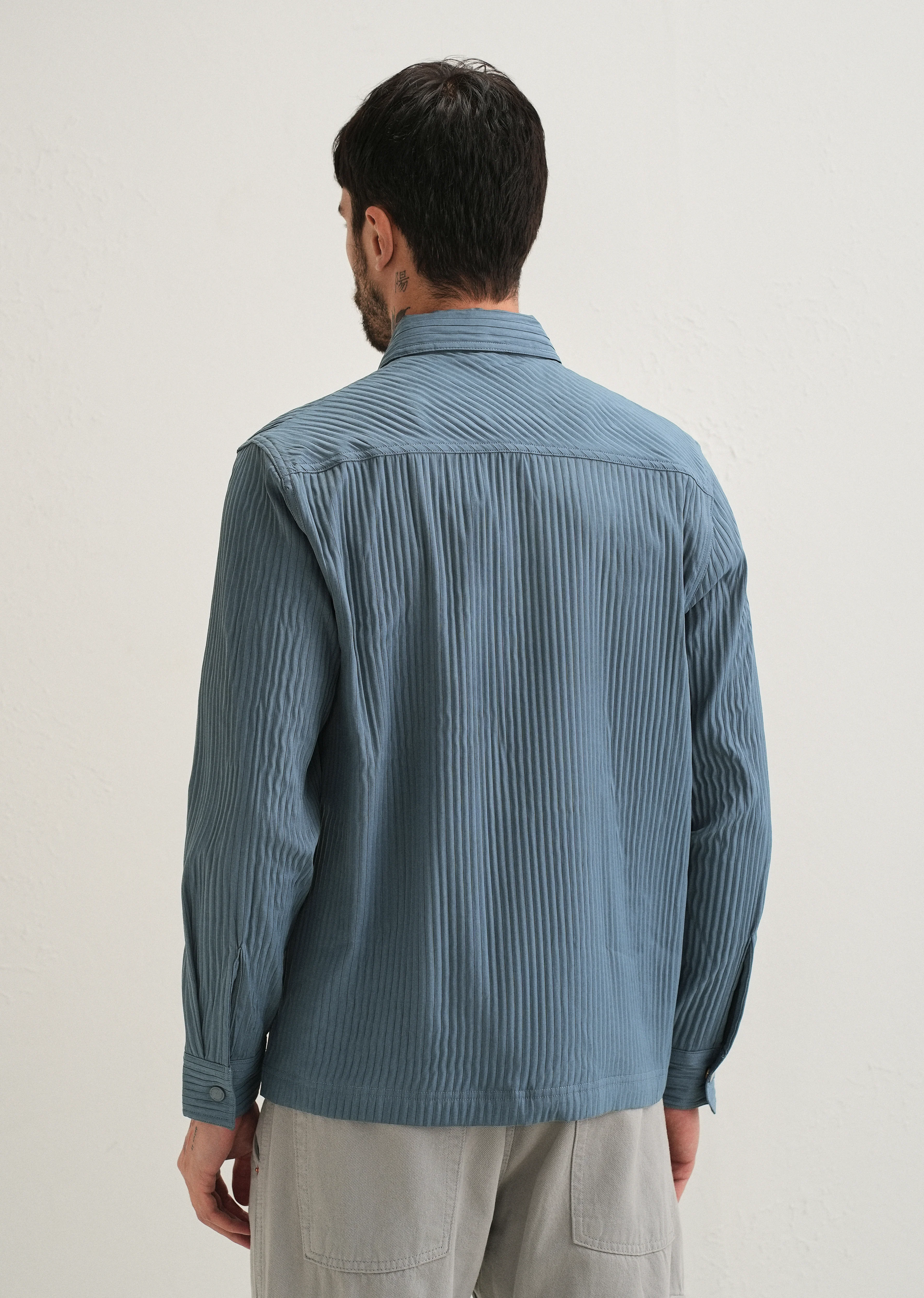 Slate Blue Textured Utility Shacket - Image 4