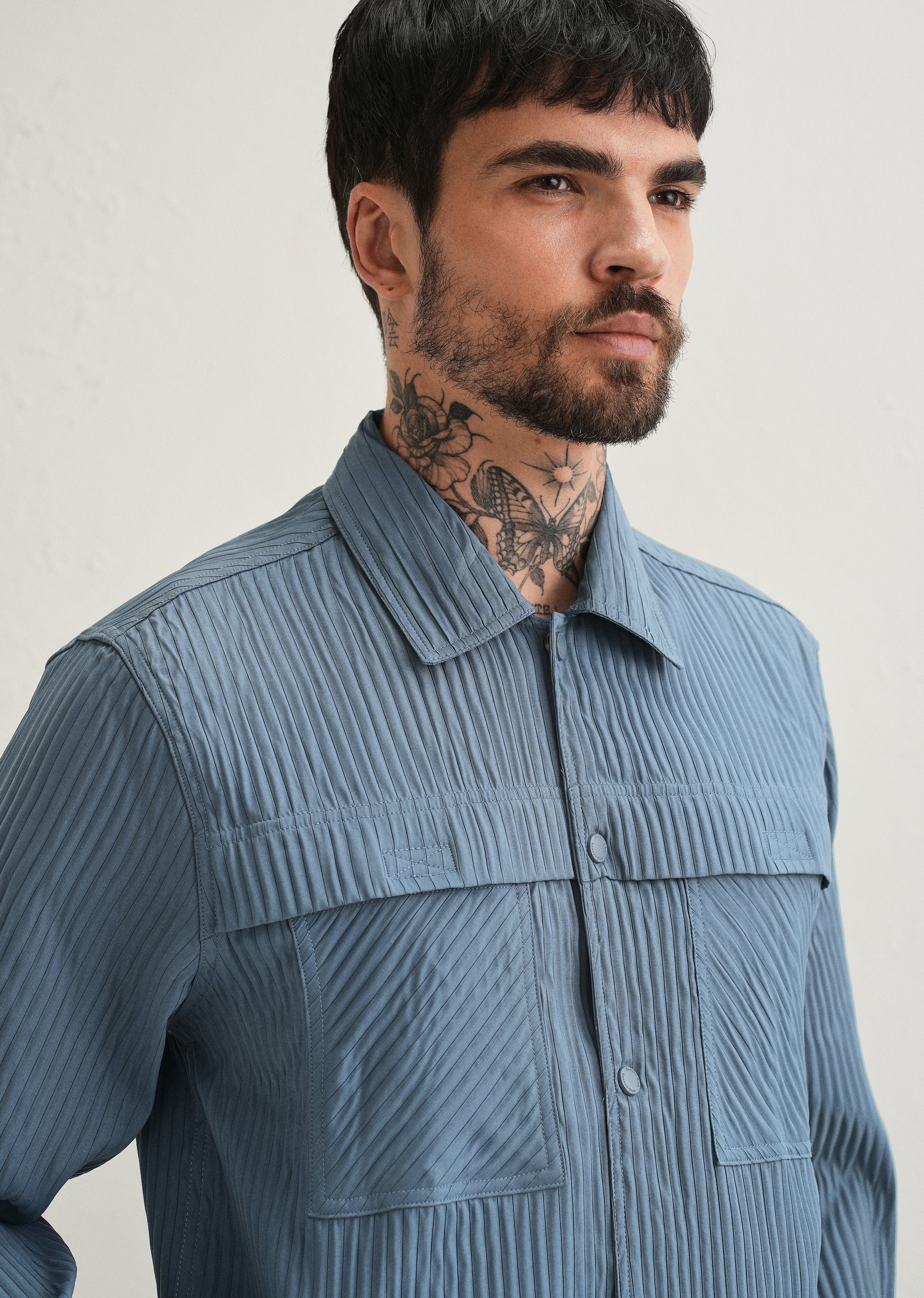 Slate Blue Textured Utility Shacket - Image 6