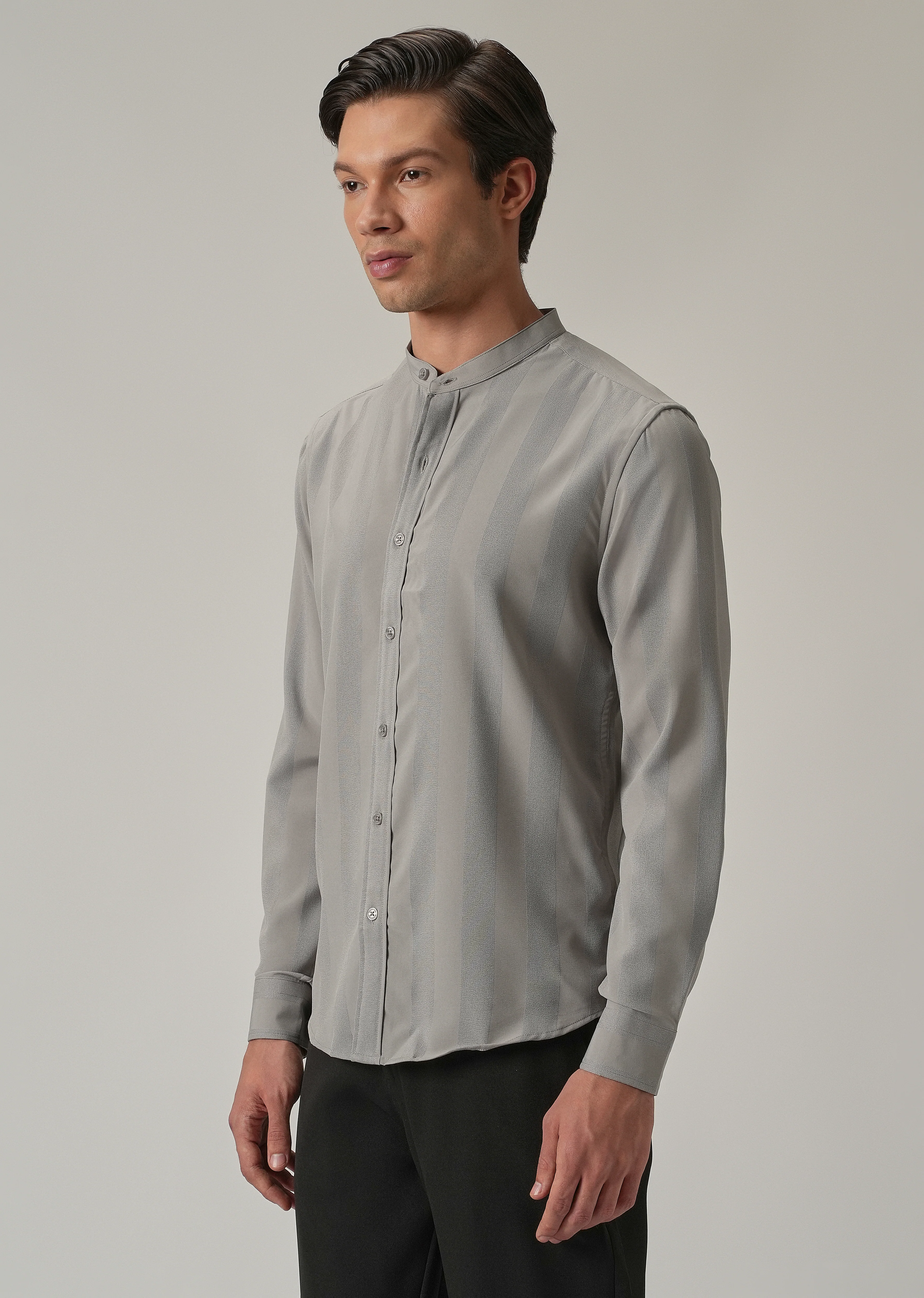 Slate Grey Plain Shein Patterned Shirt - Image 4