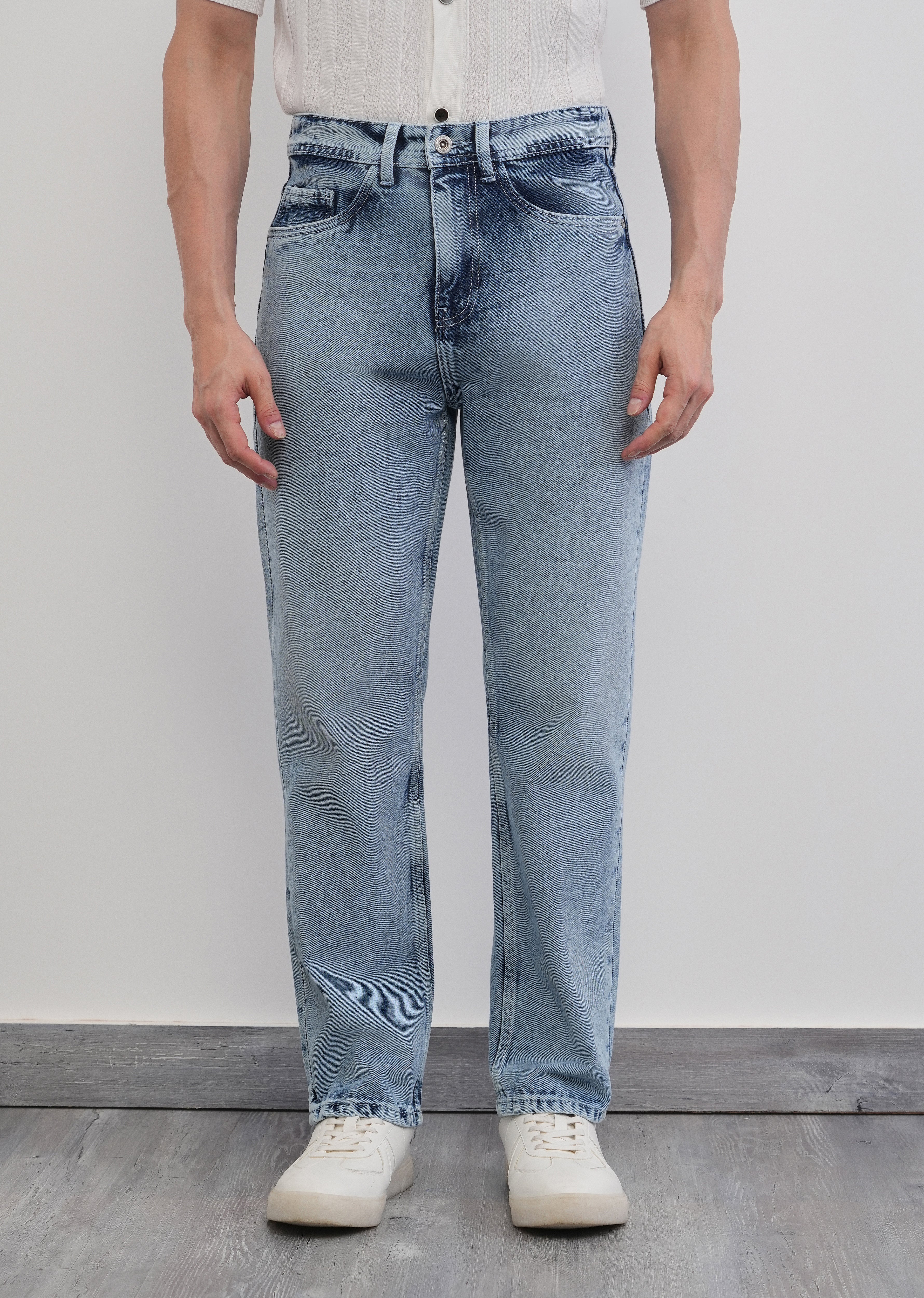 Slim Straight Fit Light Wash Jeans - Image 3