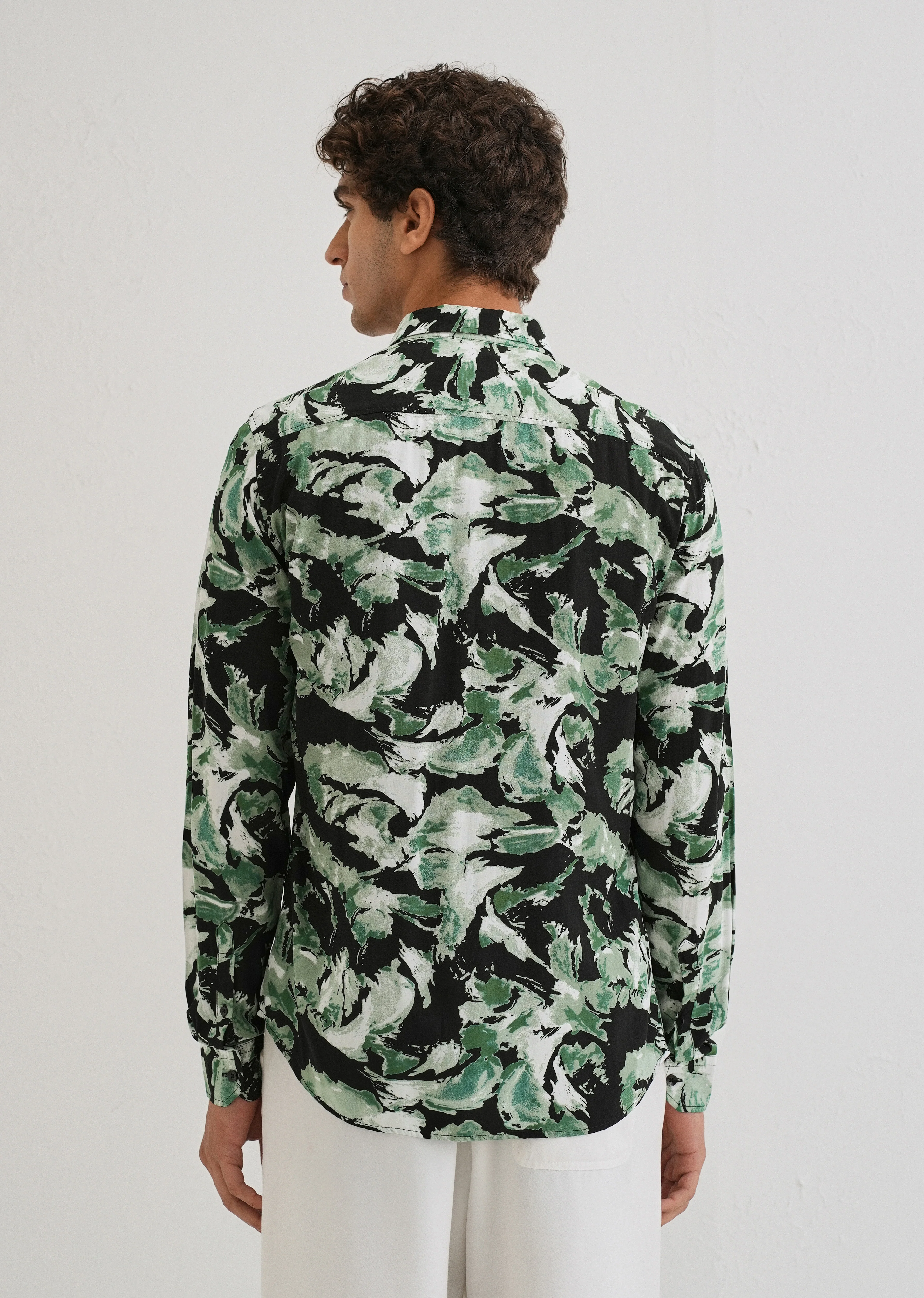 Smoke Green Print Full sleeve shirt - Image 2