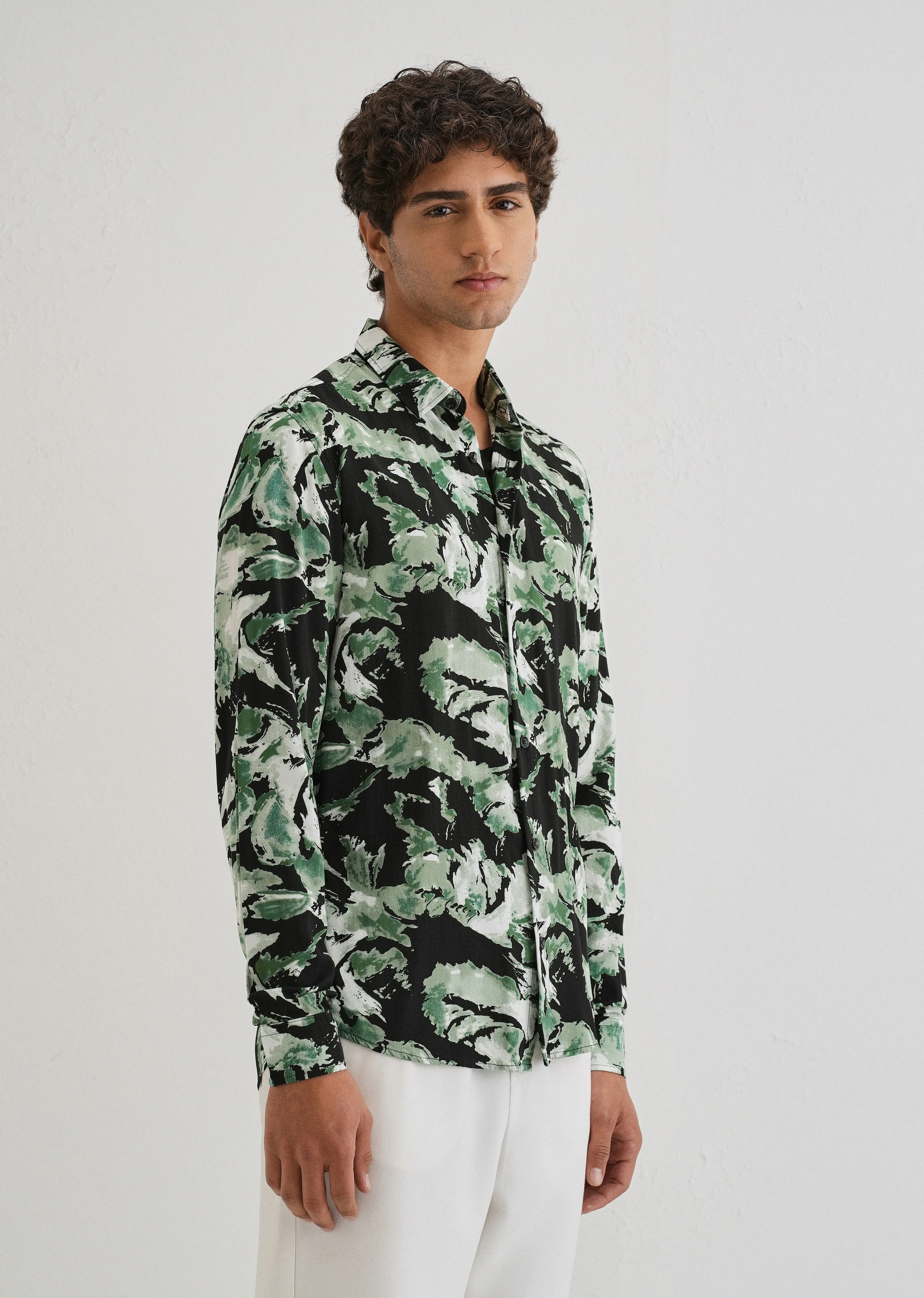 Smoke Green Print Full sleeve shirt - Image 4