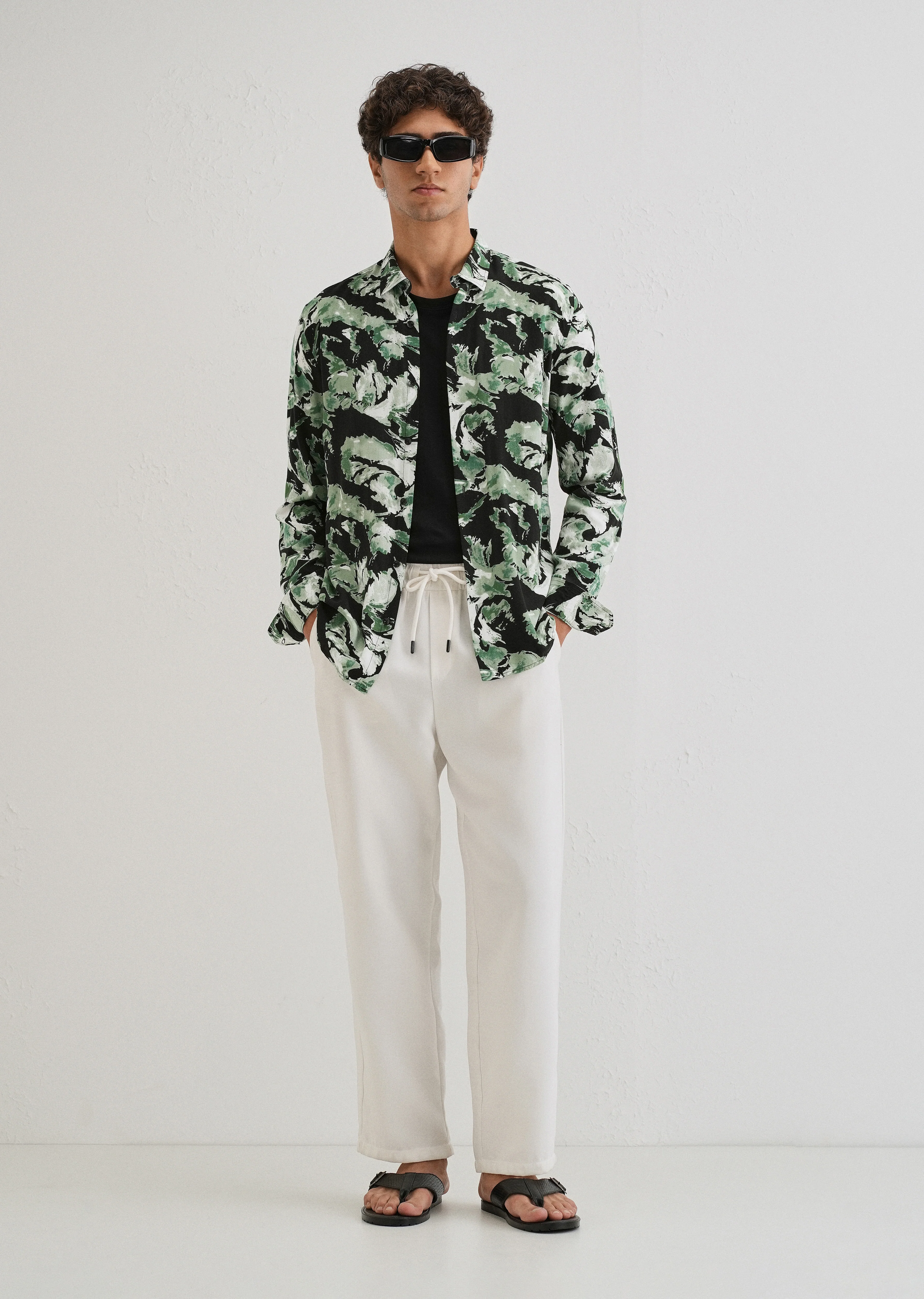 Smoke Green Print Full sleeve shirt - Image 6