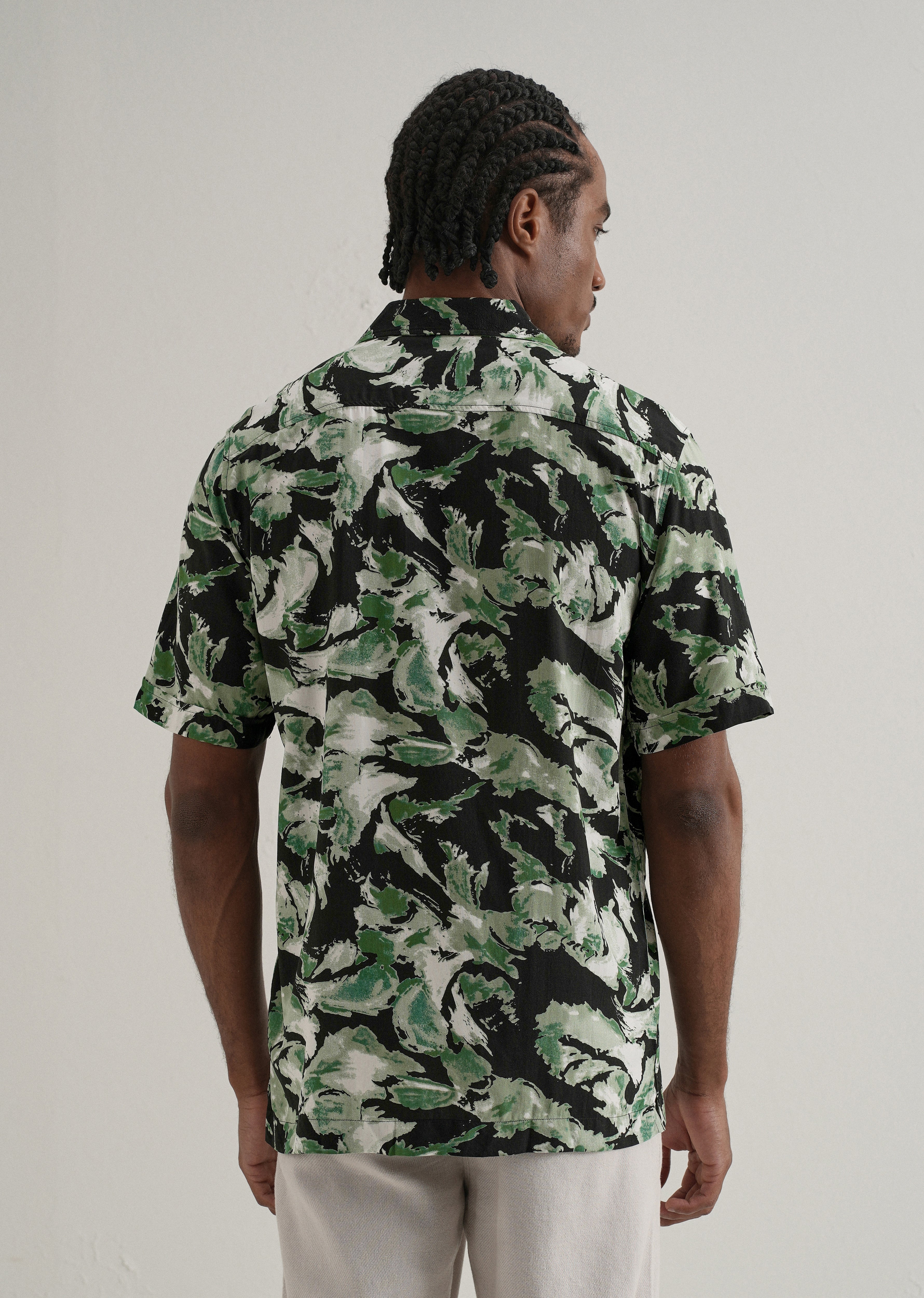 Smoke Green Print Half sleeve shirt - Image 2