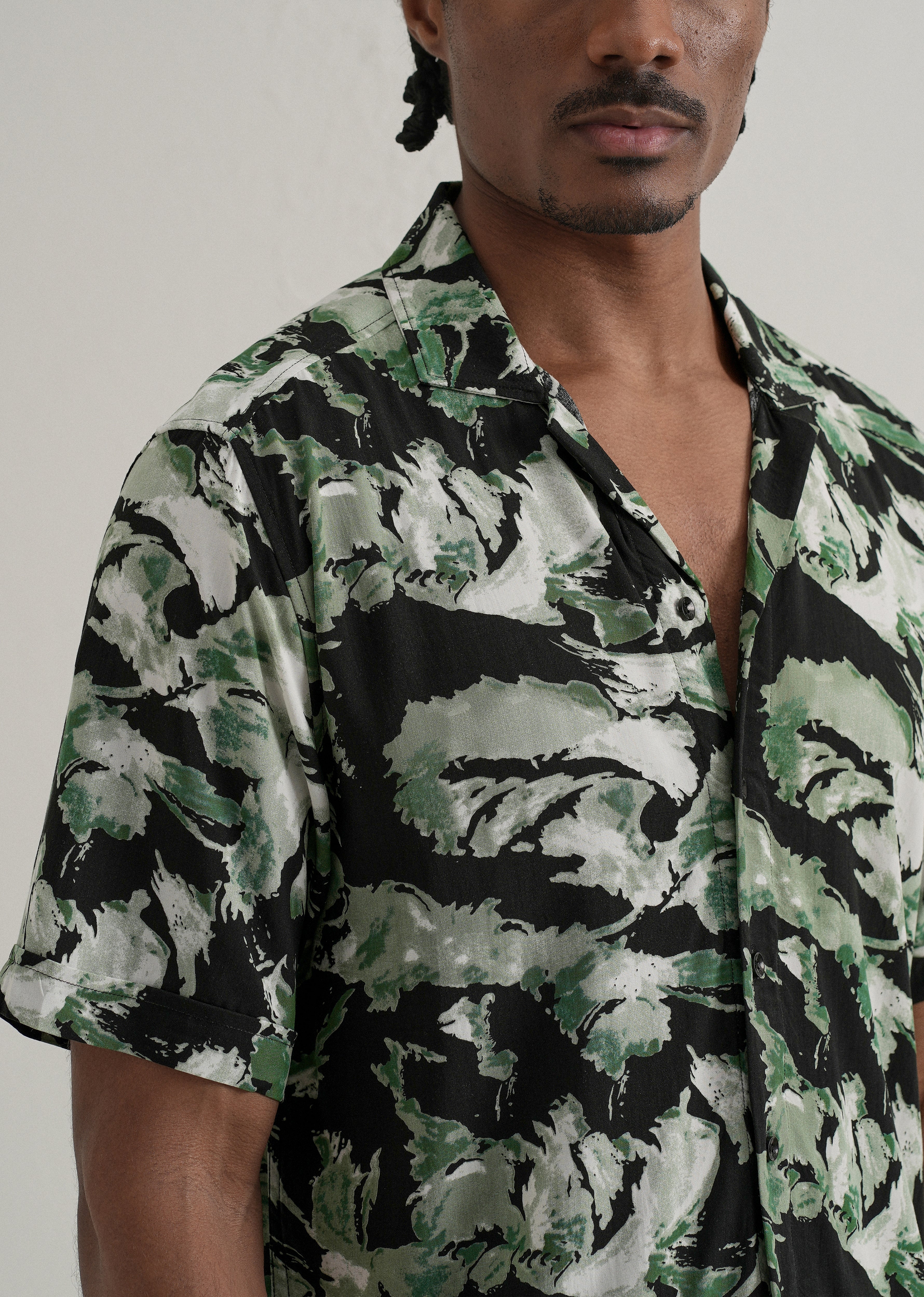 Smoke Green Print Half sleeve shirt - Image 5