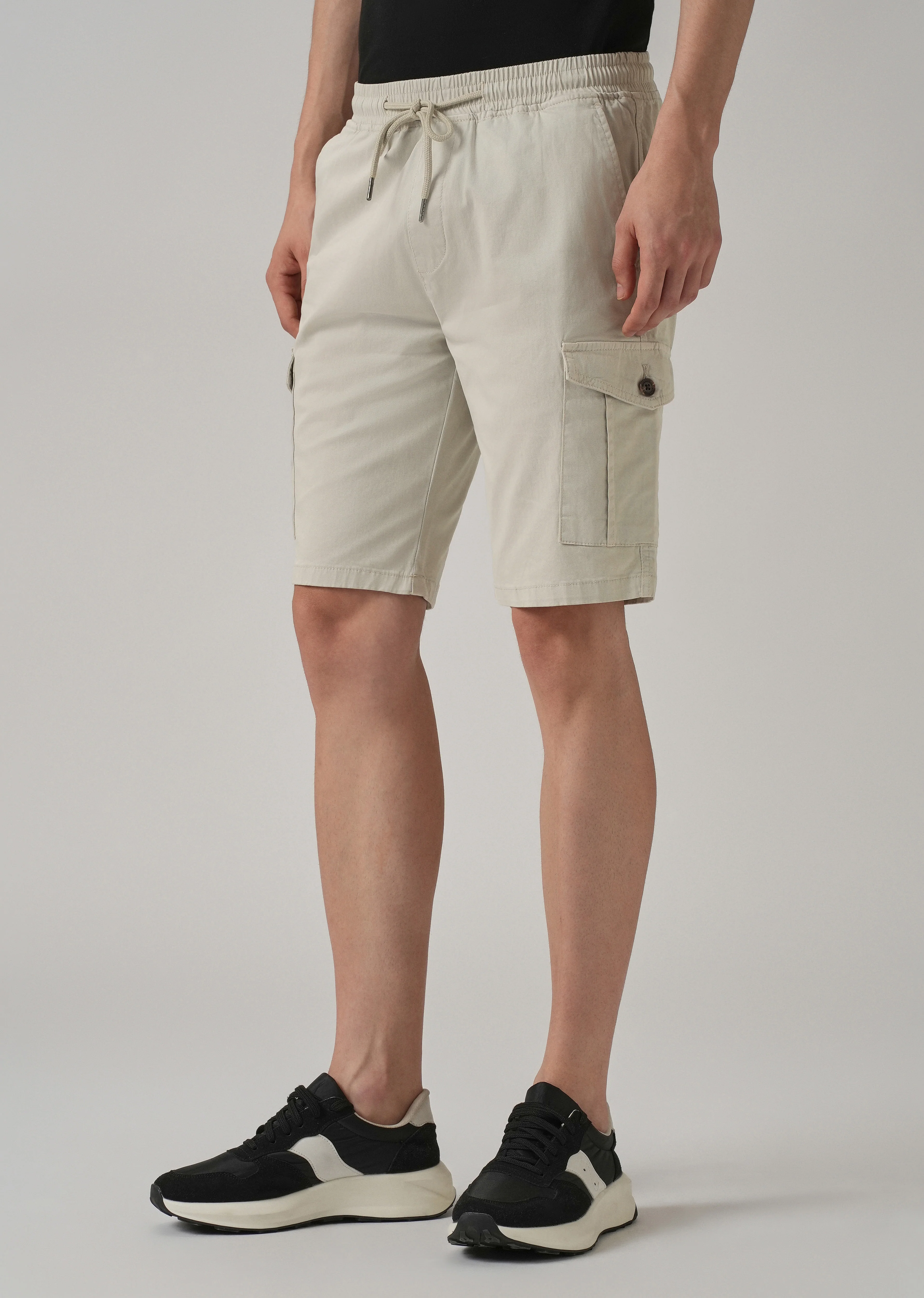 Smoke Grey Cotton Cargo Shorts - Image 3
