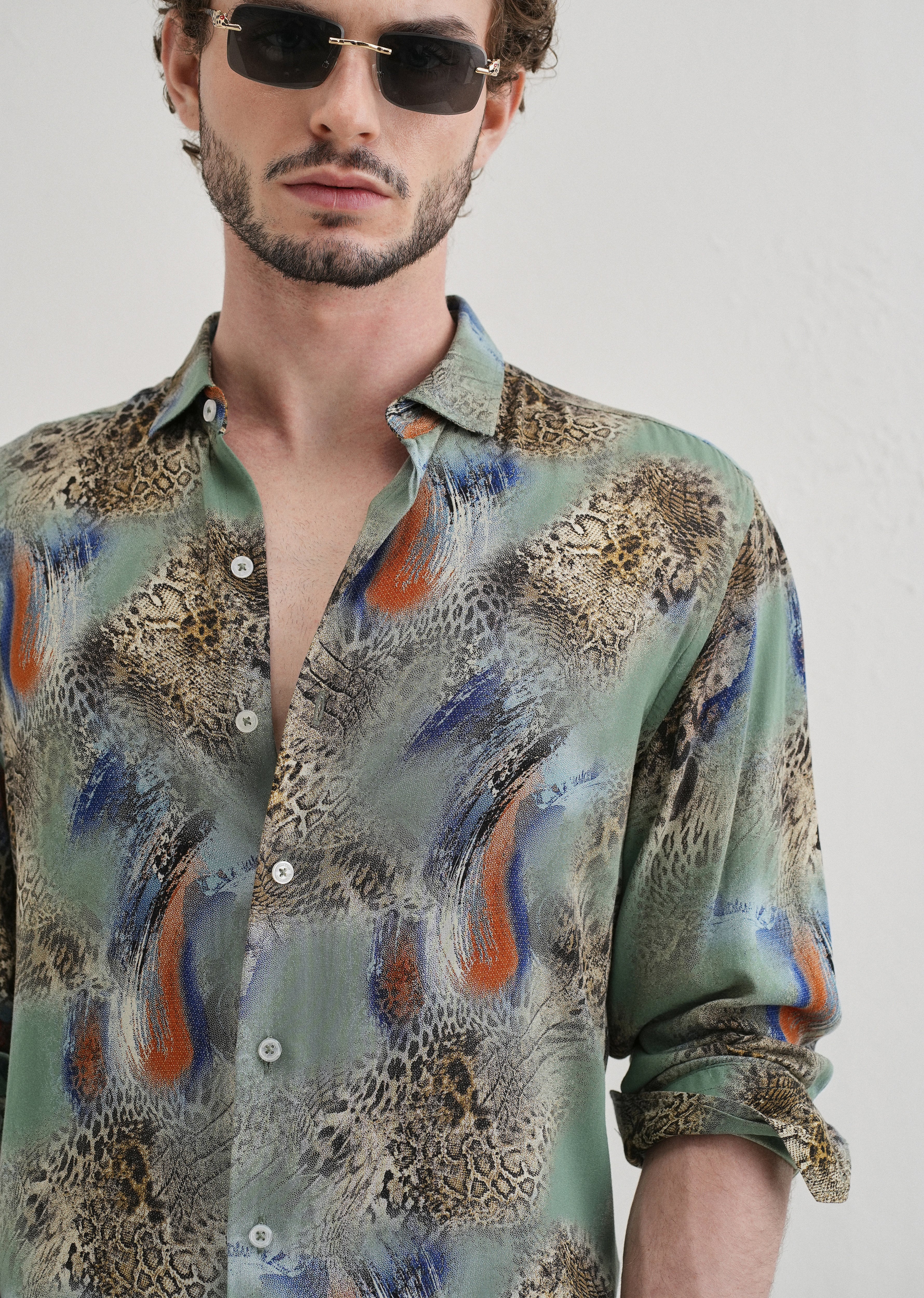 SnakeSkin Green Feather shirt - Image 5