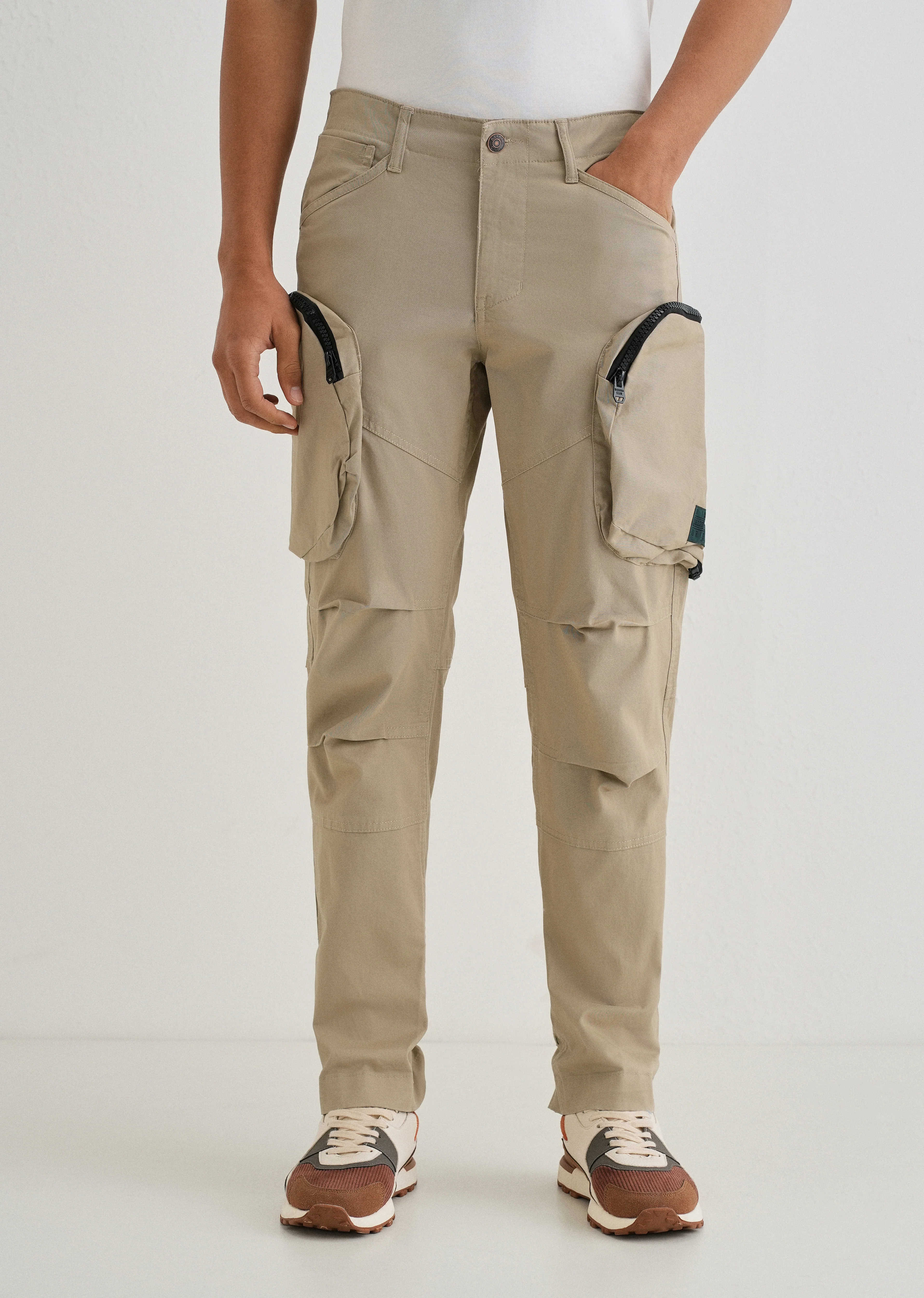Soft Beige Zipper Cargo Pant - Image 3