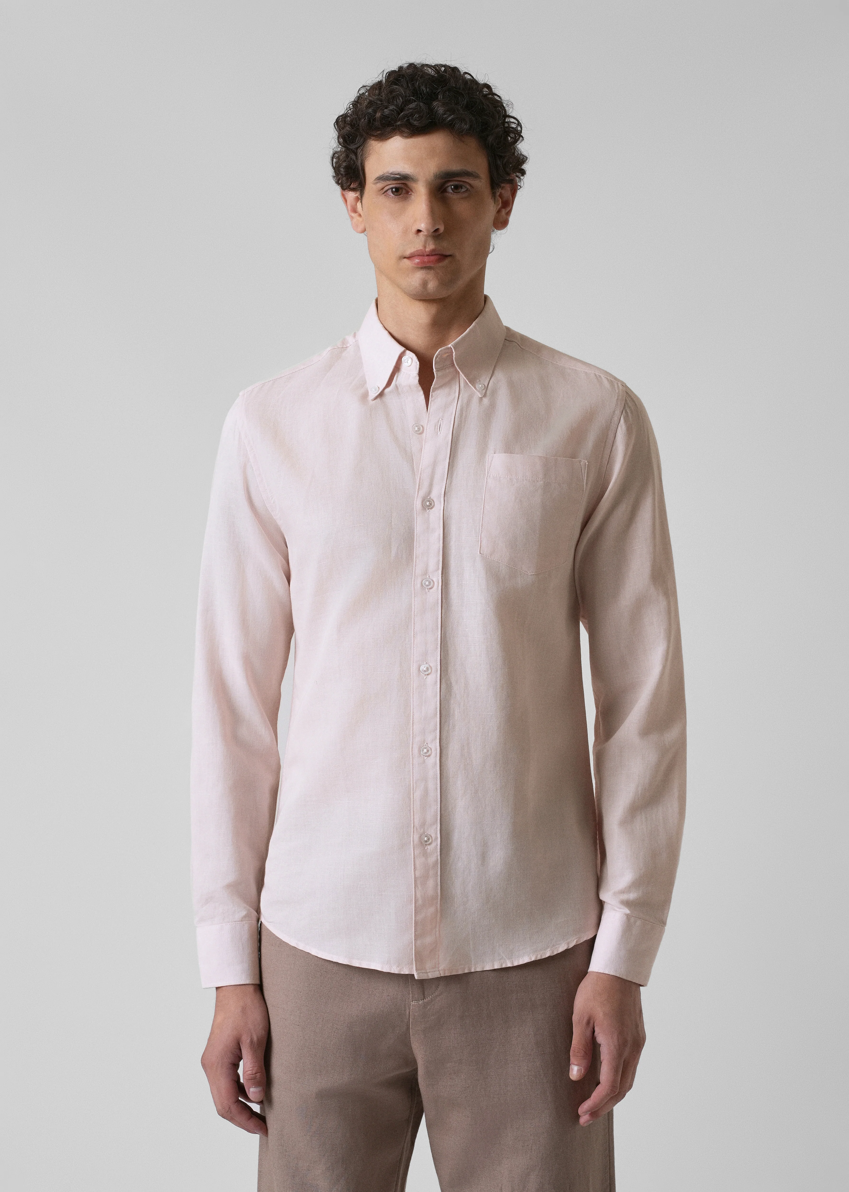 Soft Pink Cotton Linen Shirt - Image 3