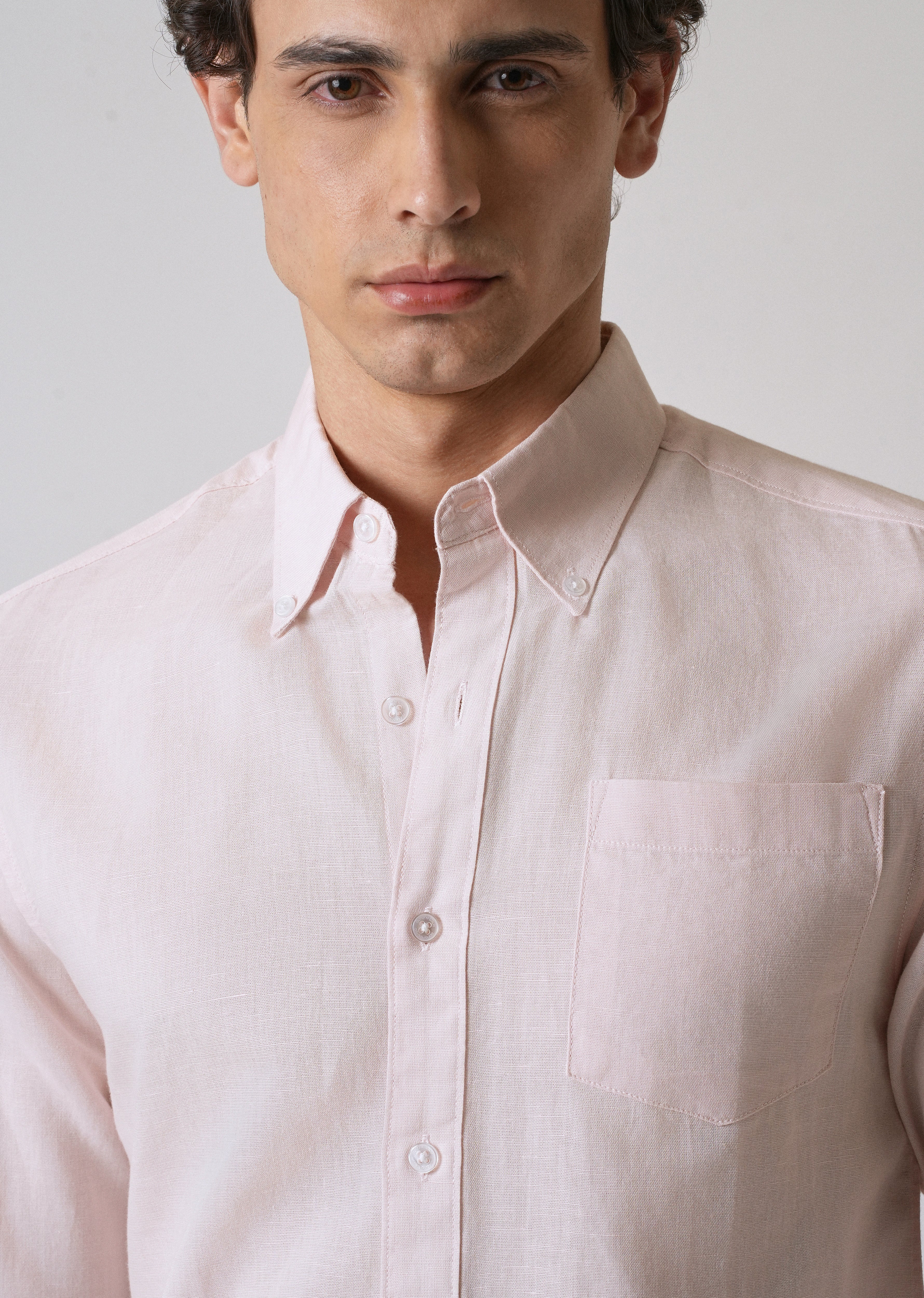 Soft Pink Cotton Linen Shirt - Image 5