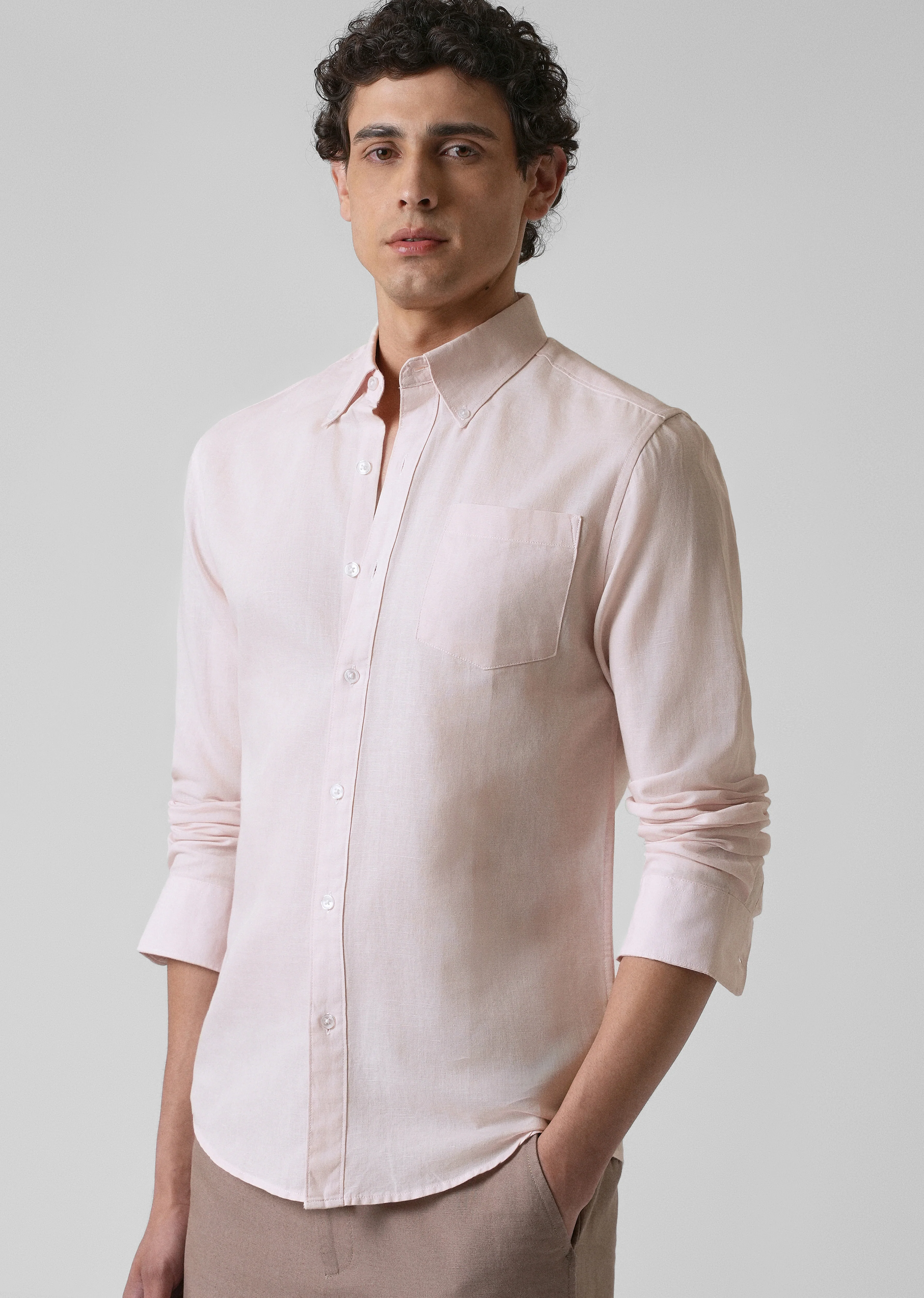 Soft Pink Cotton Linen Shirt - Image 7